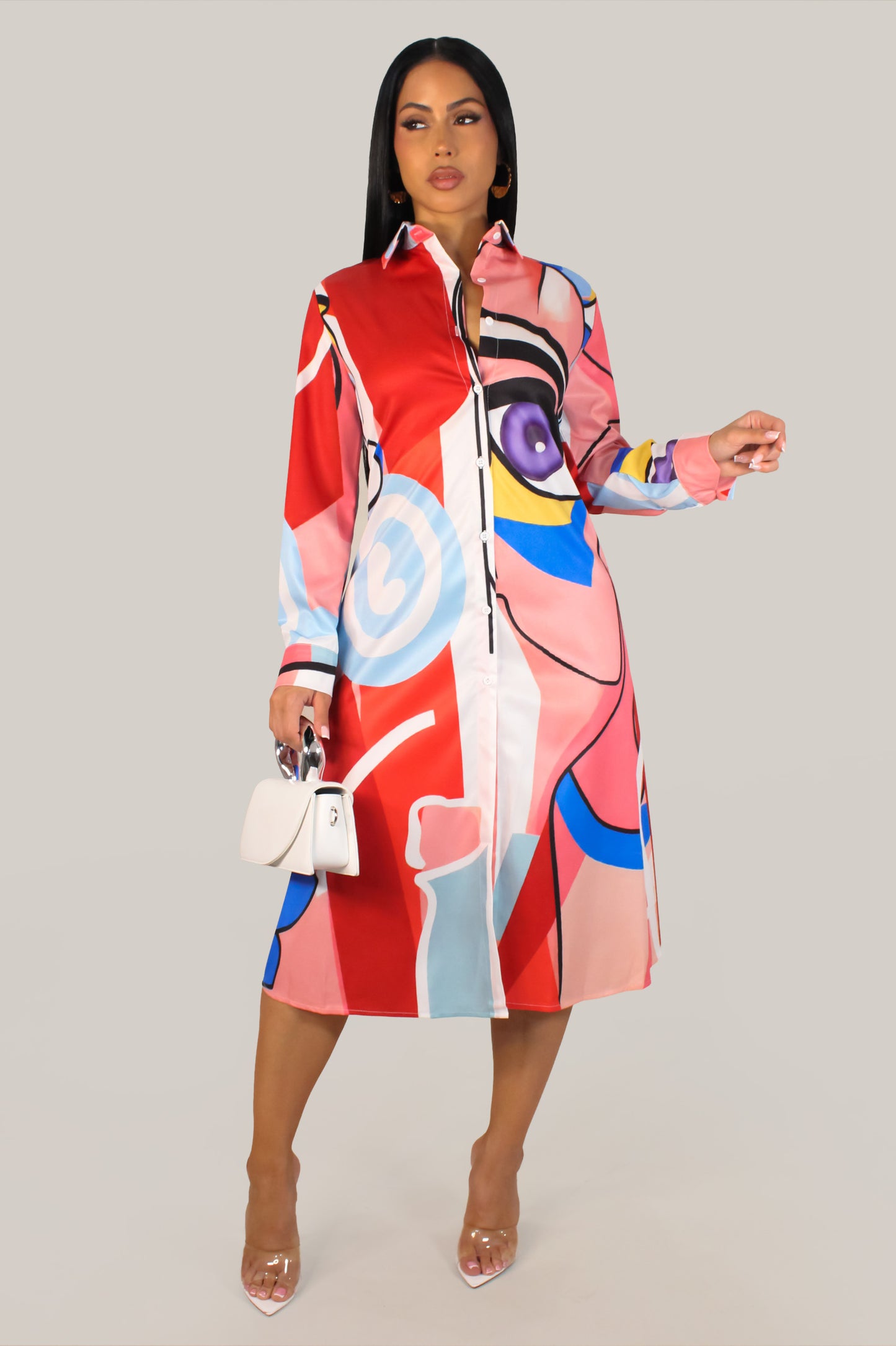 Mirelis Dress - Red-Multi