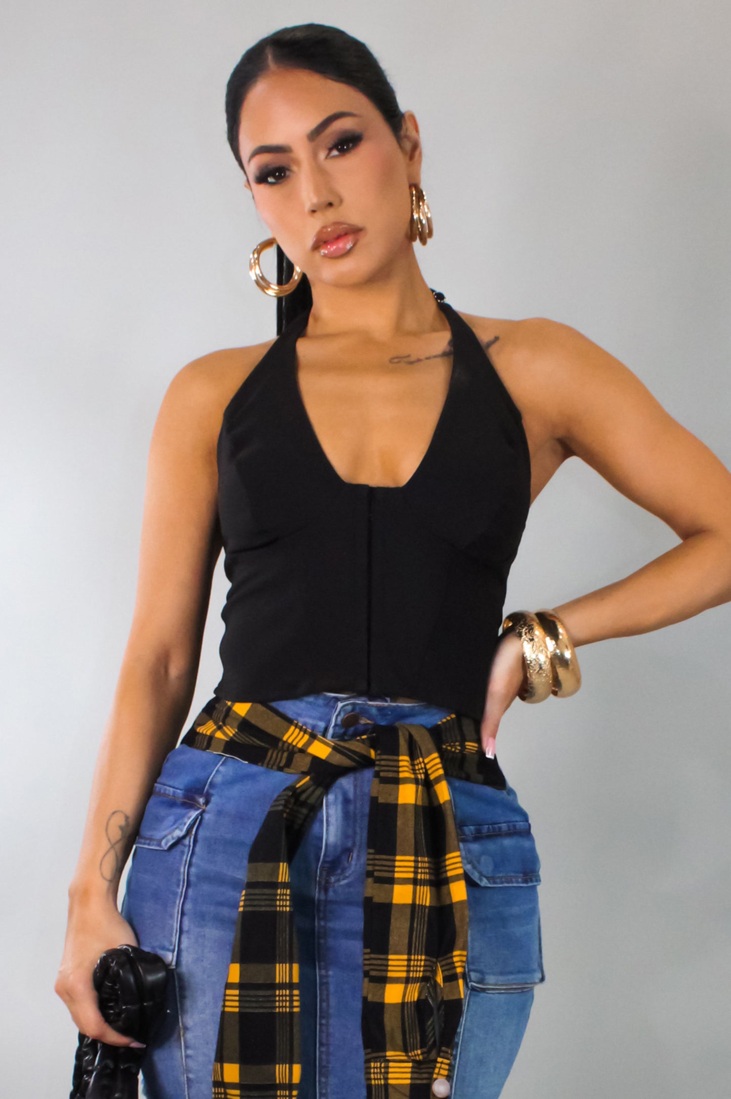 Tied Down Crop Top - Black
