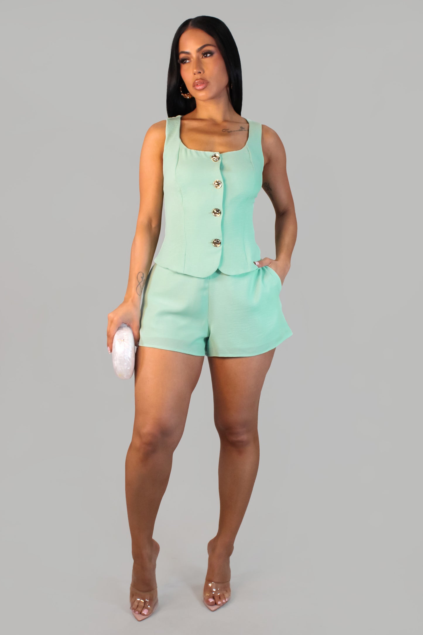 Open Skies Short Set - Mint