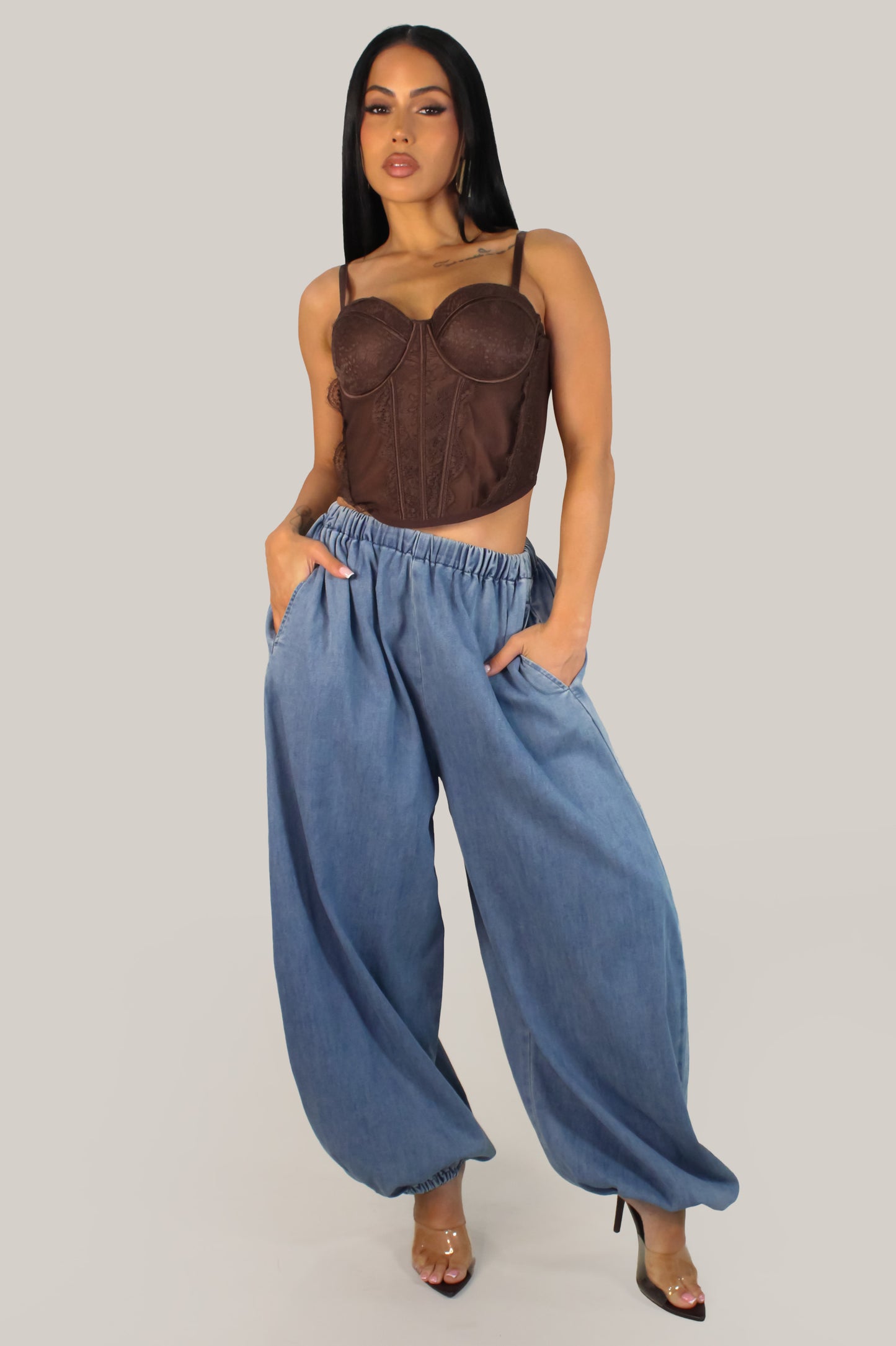 Baggy Beany Denim Pants - Light Wash