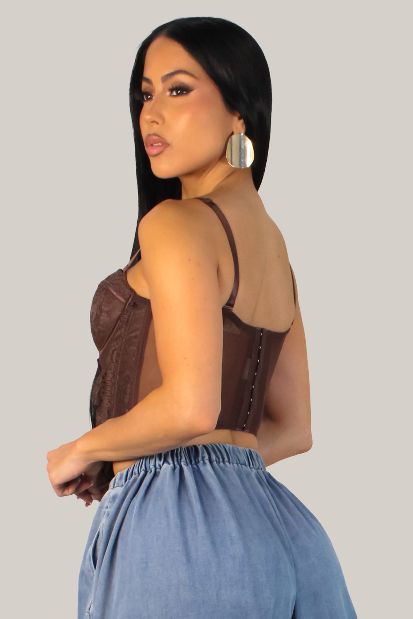Irresistible Pose Corset Top - Brown