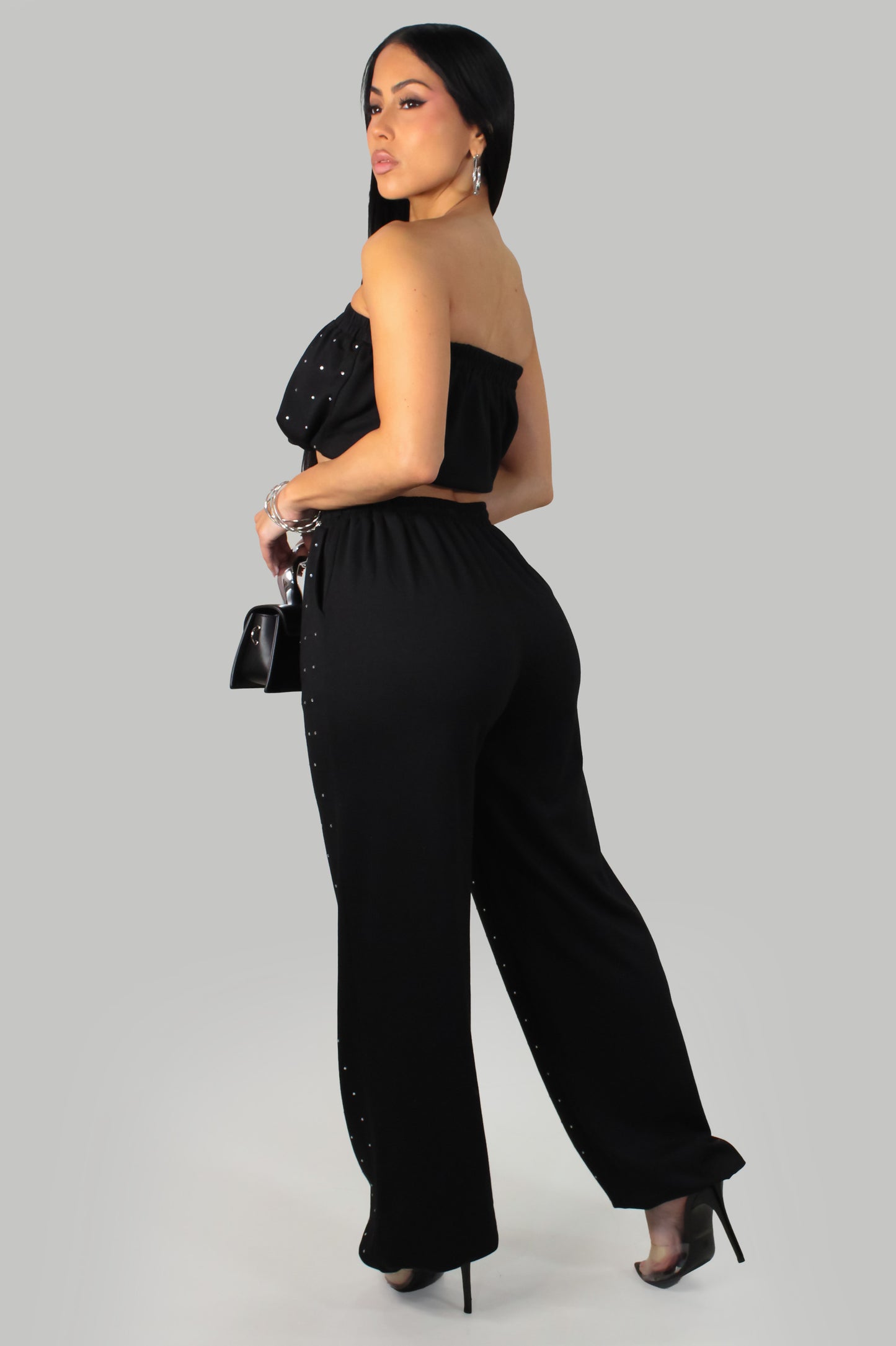 Bling Over Black & Pink Pant Set- Black