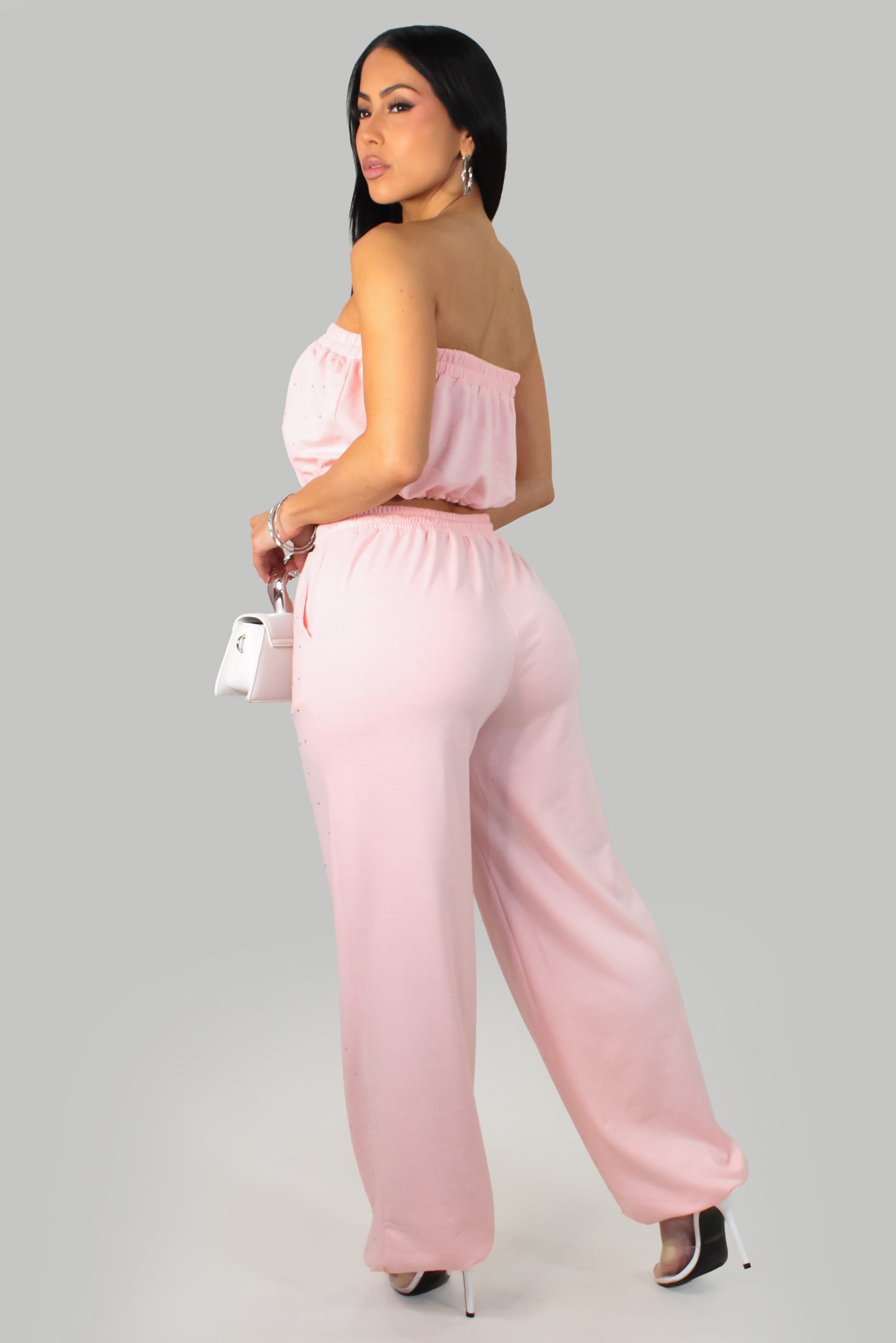 Bling Over Black & Pink Pant Set- Pink