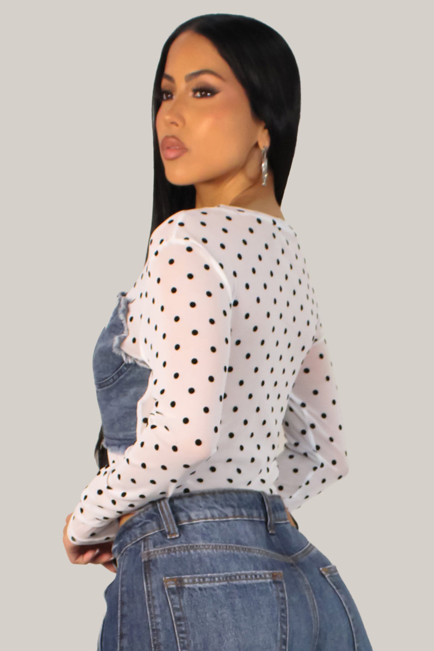 Picture It Semi Top - Denim-White