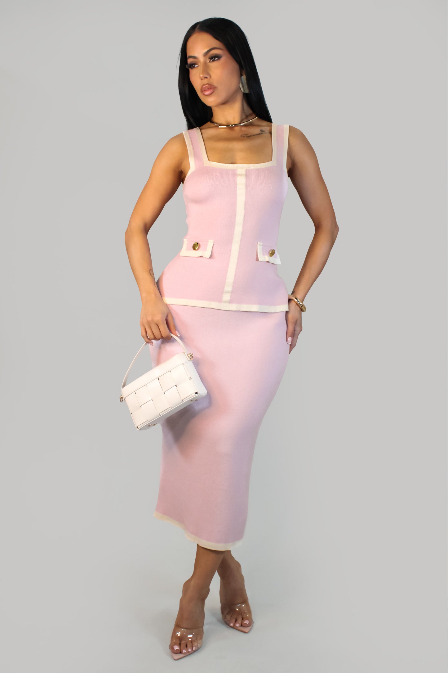 Brunch At Capri Skirt Set - Pink