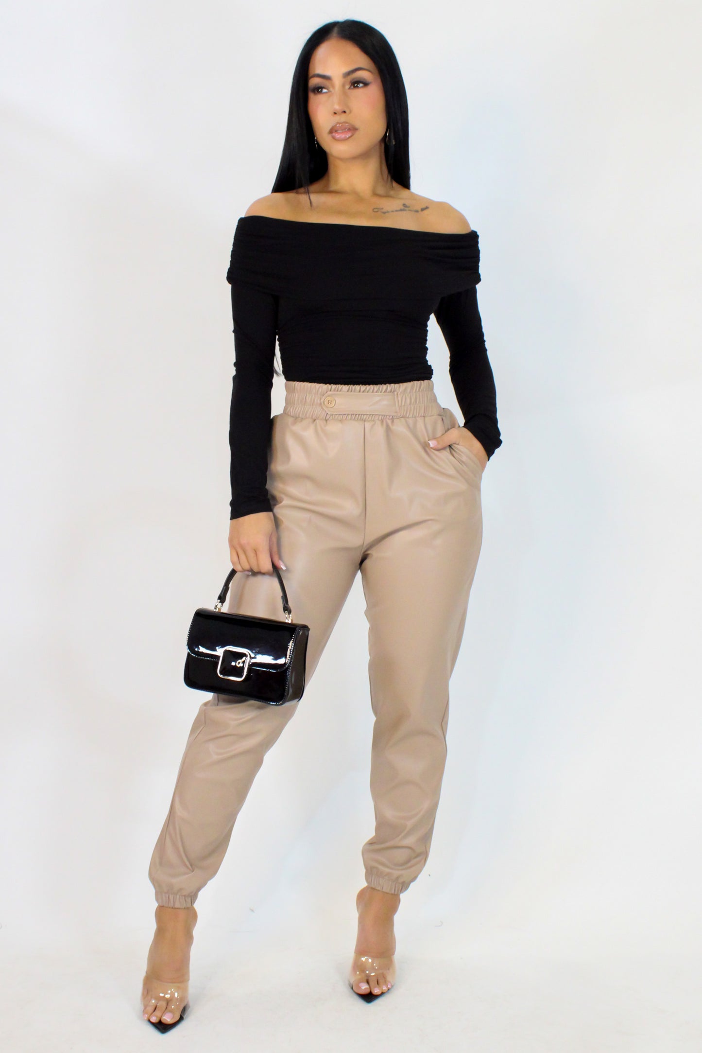 OMG Leather Pants - Beige