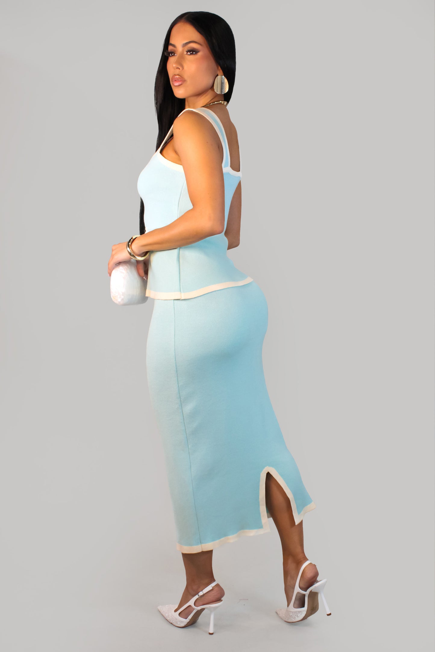 Brunch At Capri Skirt Set - Aqua