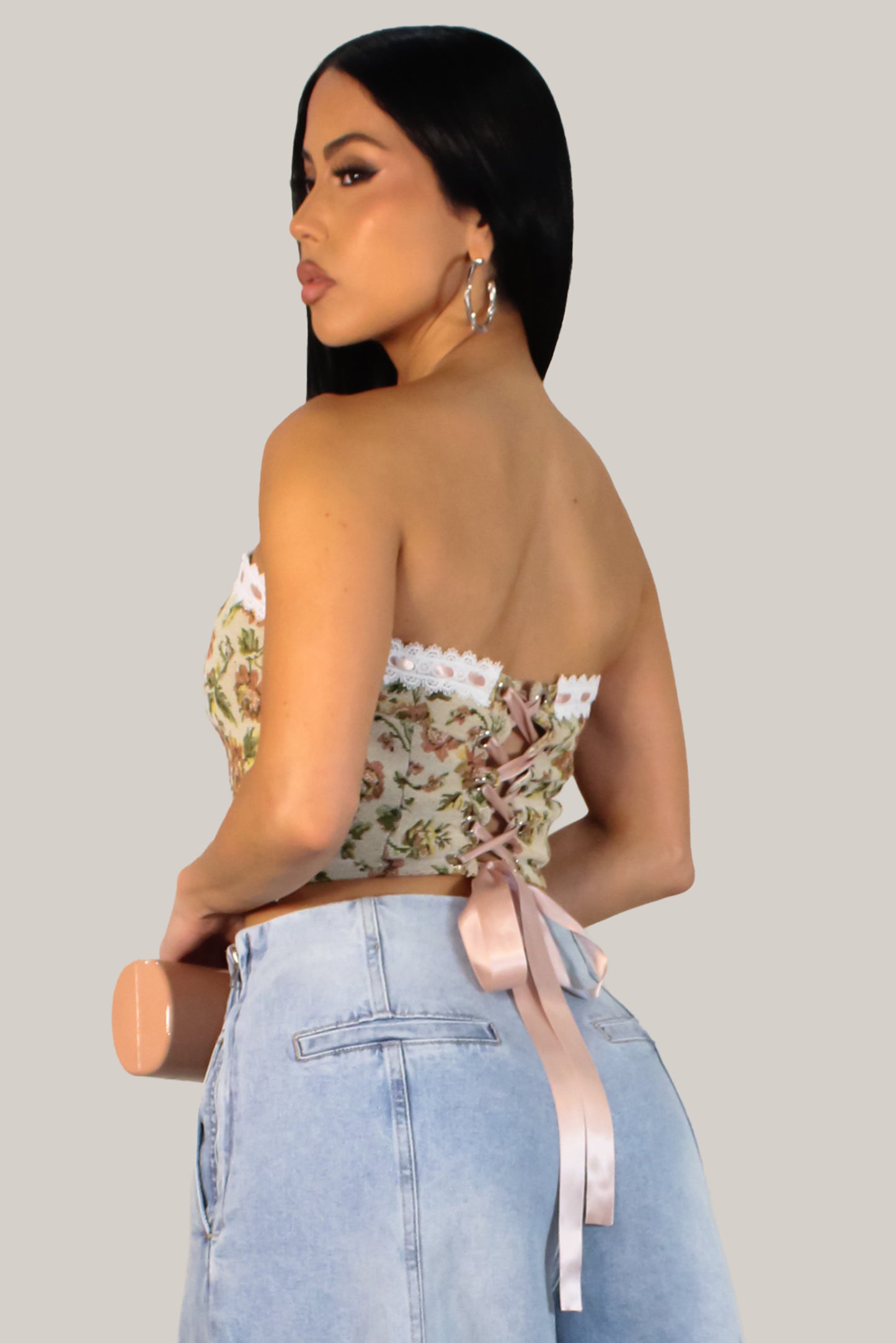 Primaveral Crop-Top - Cream-Multi