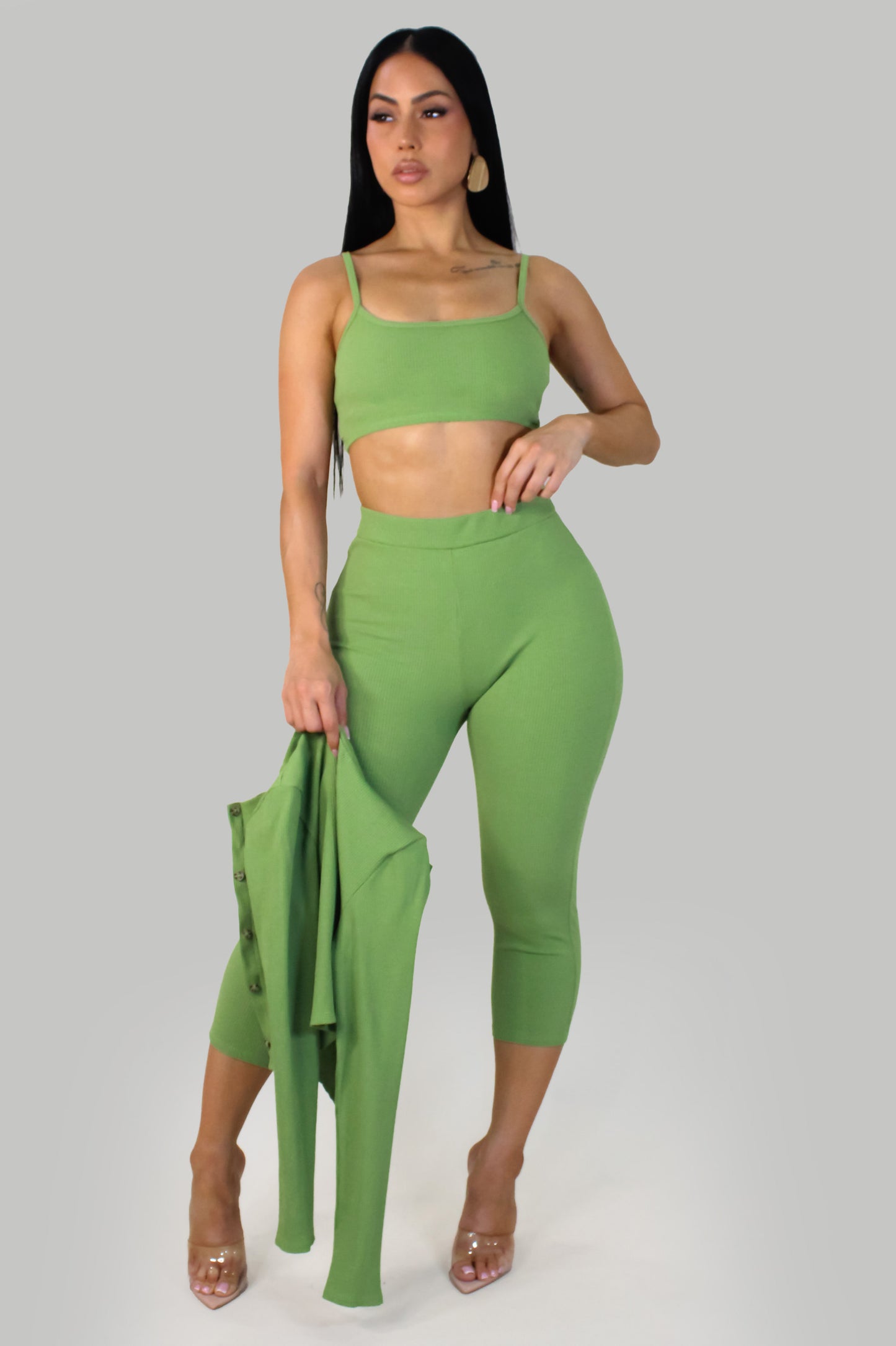 Soft Essence Pant Set - Green