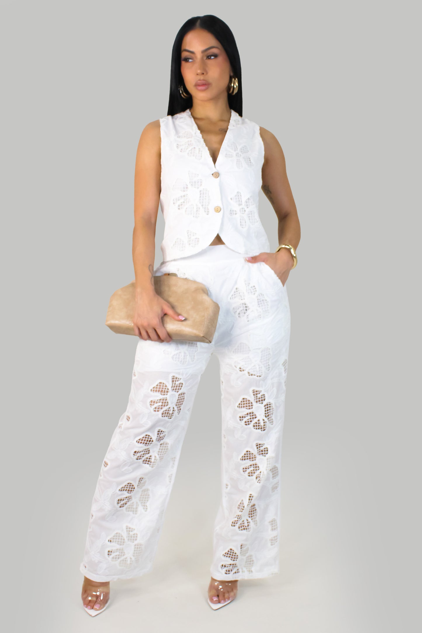 On My Terms Pant Set - White