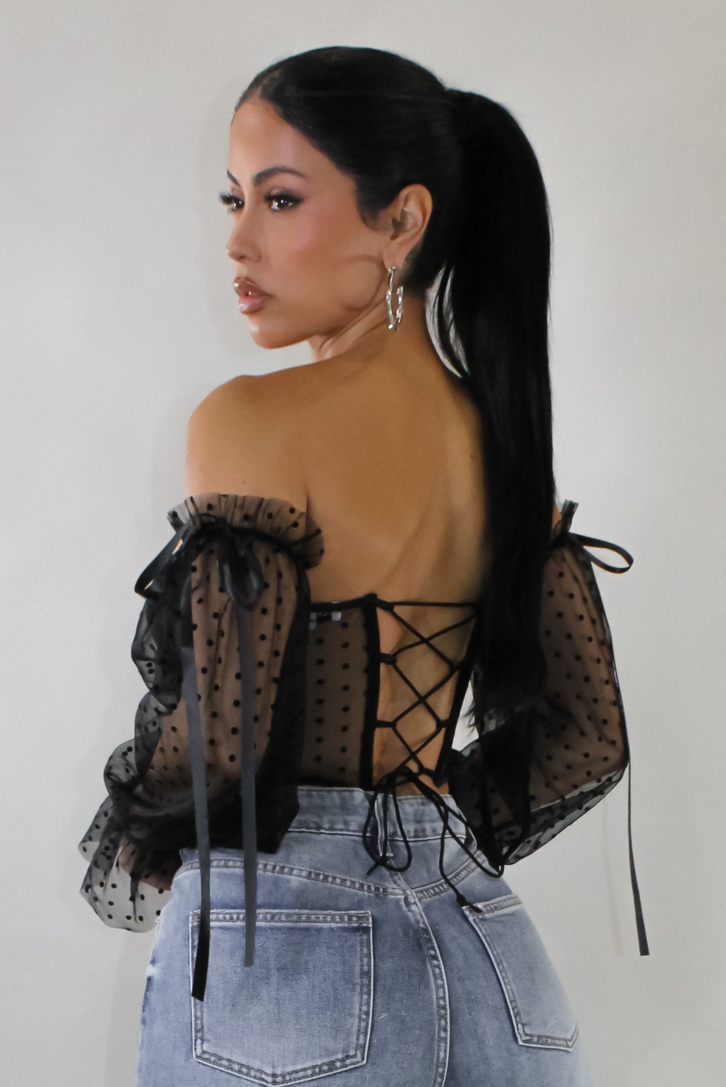 In The Light  Crop Top  - Black