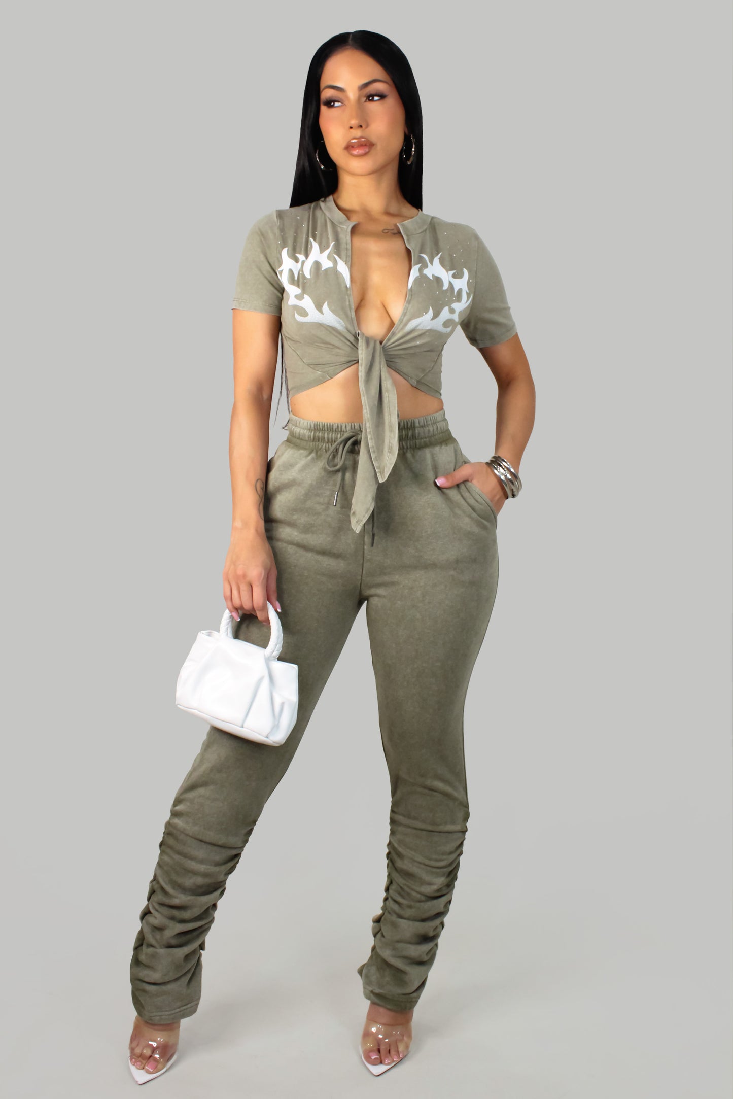 Intense Emotions Pant Set - Olive