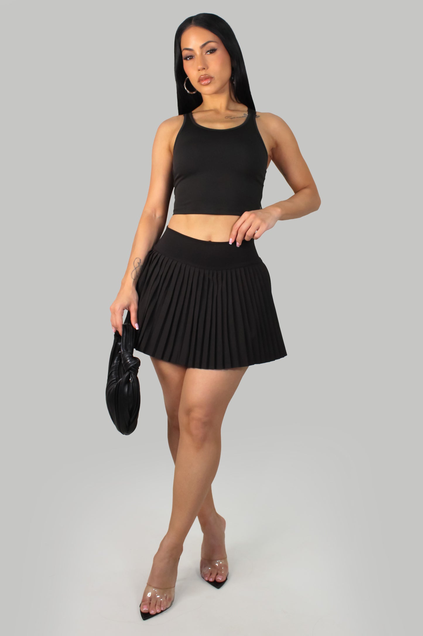 Under The Afternoon Sun Skort Set - Black