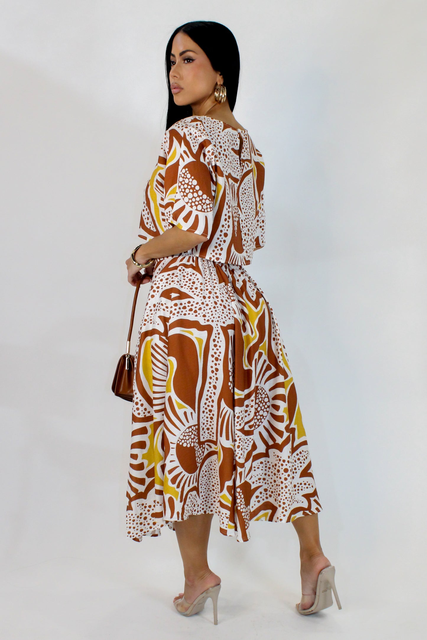 A Race With Time Skirt Set - Brown