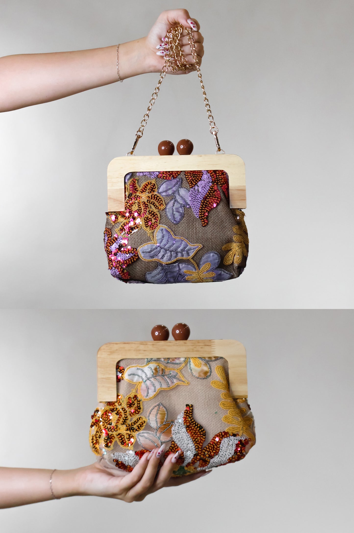 One And Only Purse - Purple - Beige