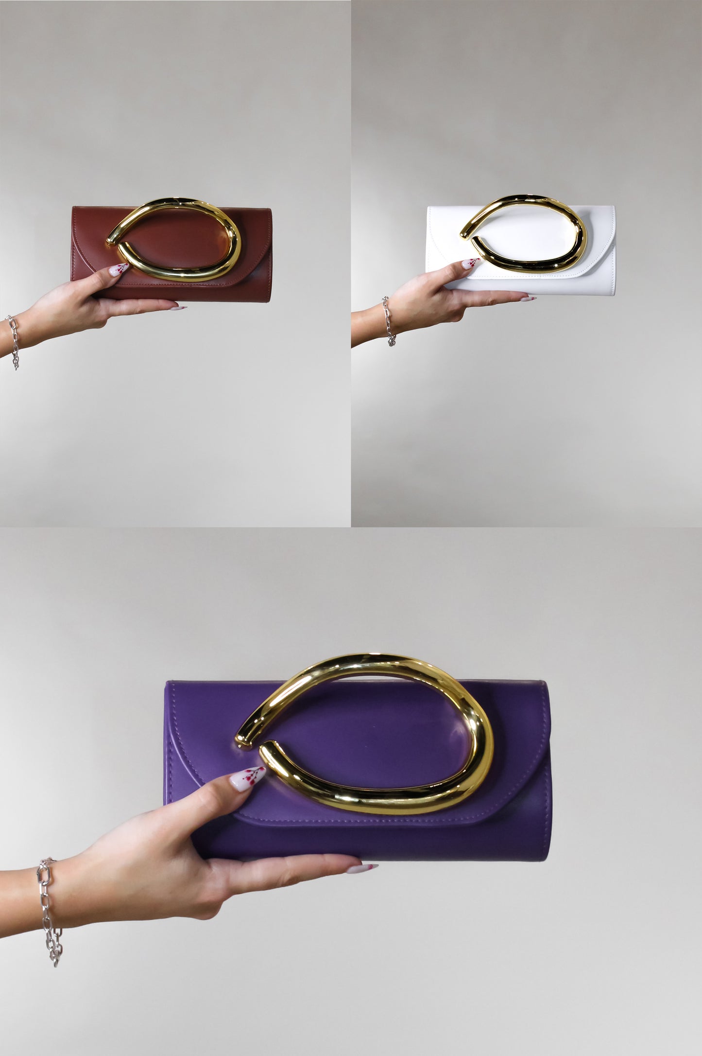 Coming In Clutch Purse - Brown - White - Purple