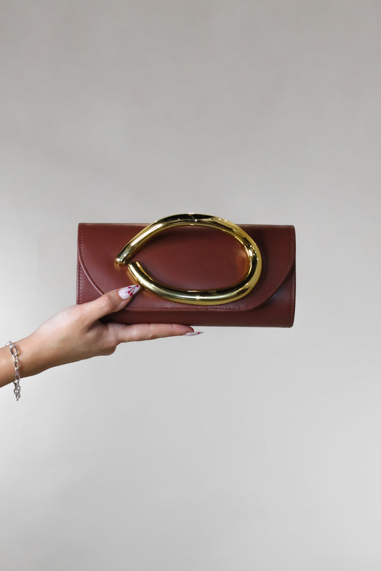 Coming In Clutch Purse - Brown - White - Purple