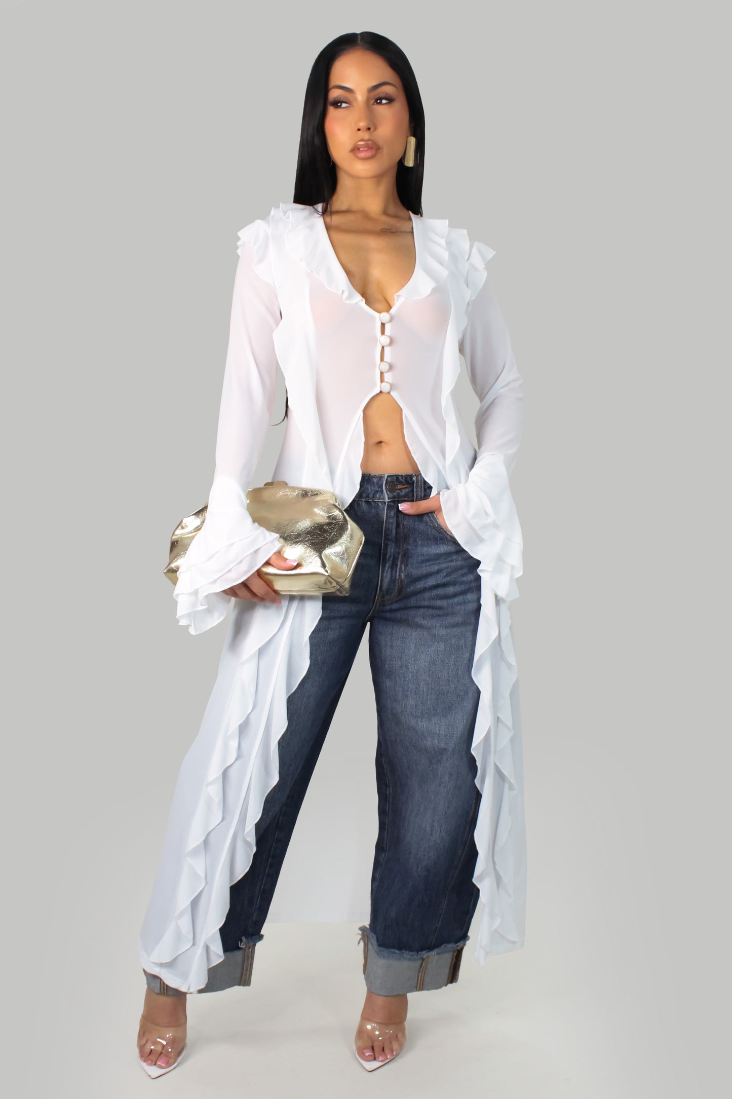 No Worries Shirt Dress - White