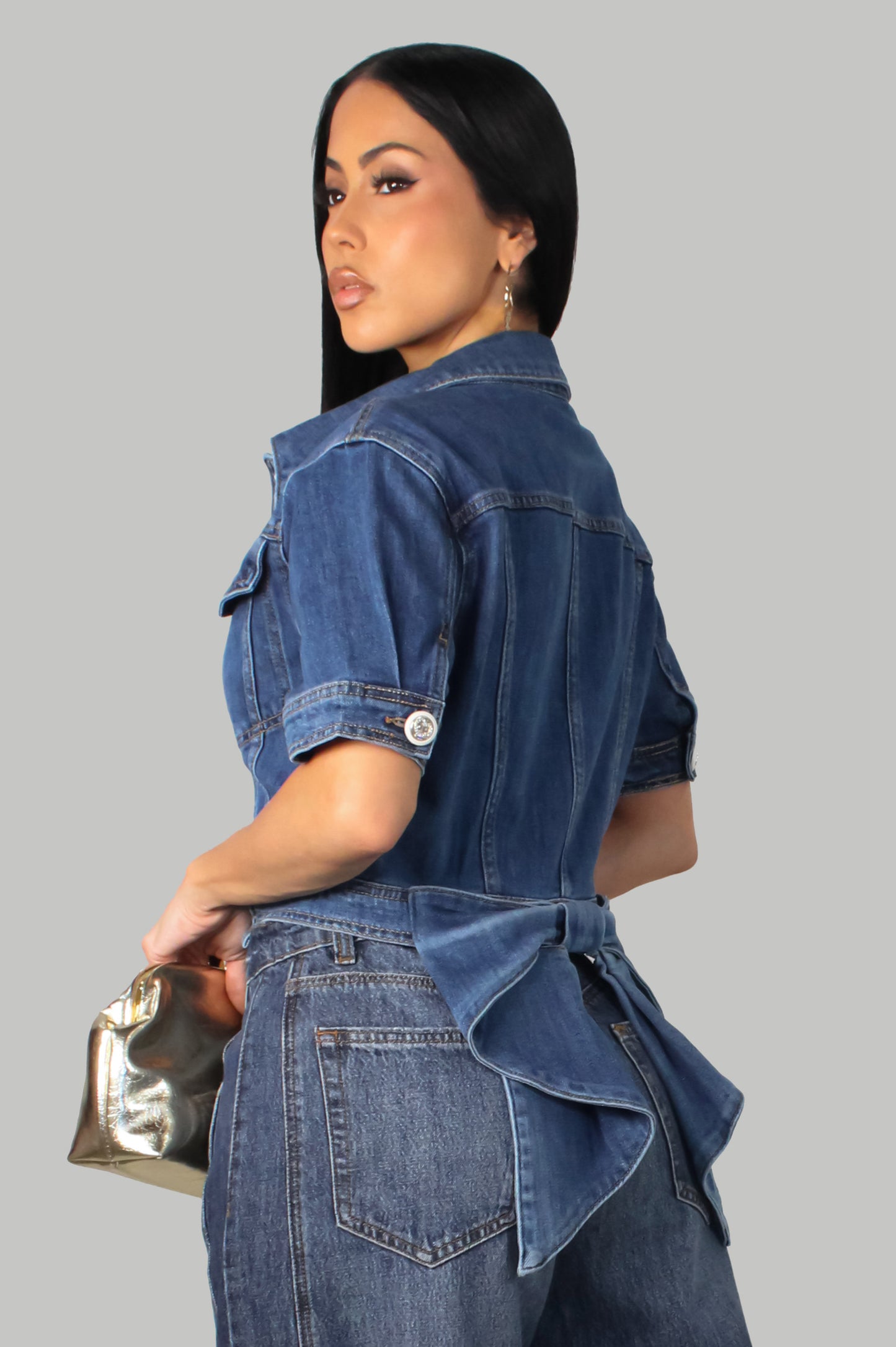 Lacey Denim Top - Denim Medium Wash