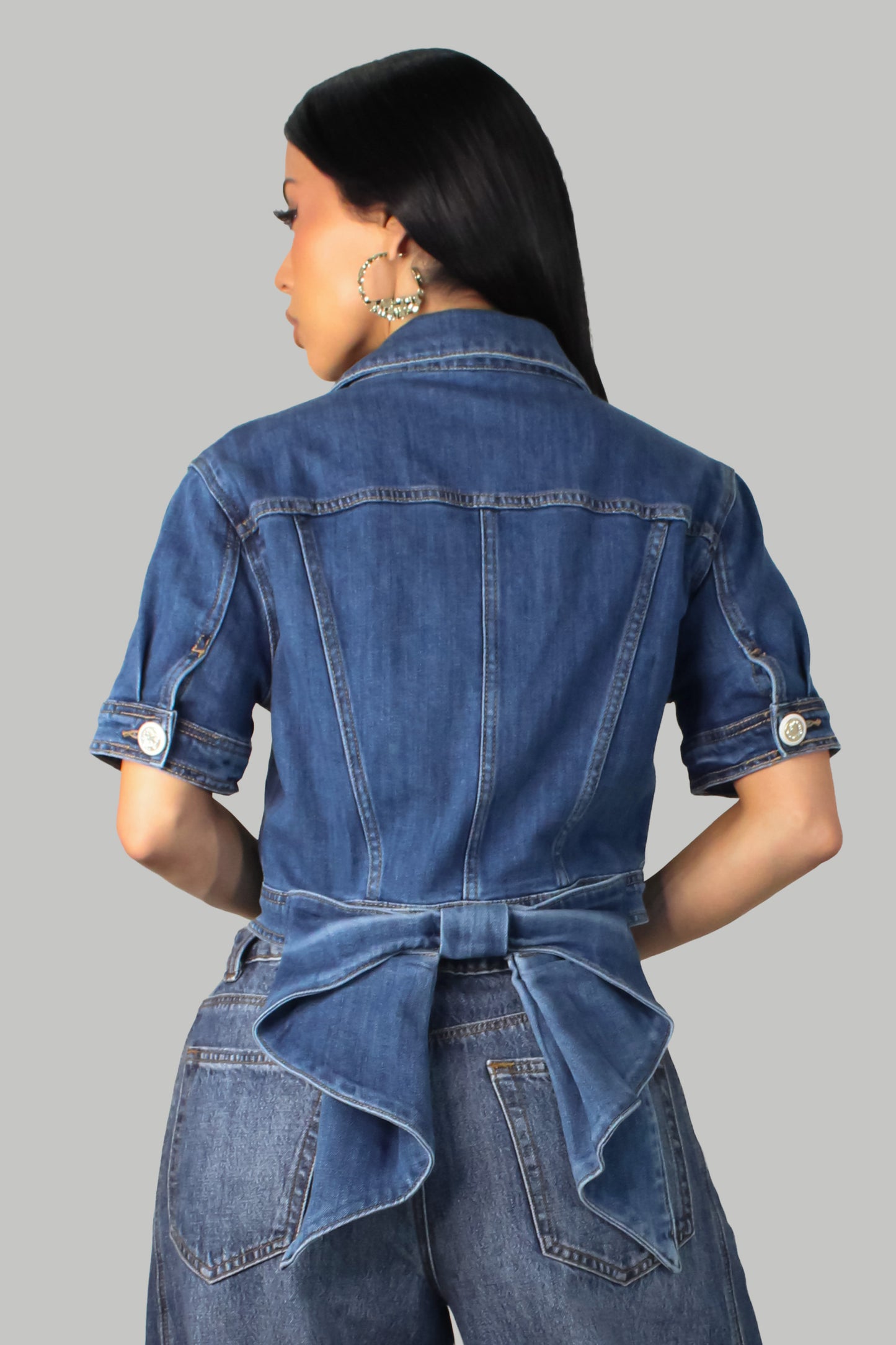 Lacey Denim Top - Denim Medium Wash