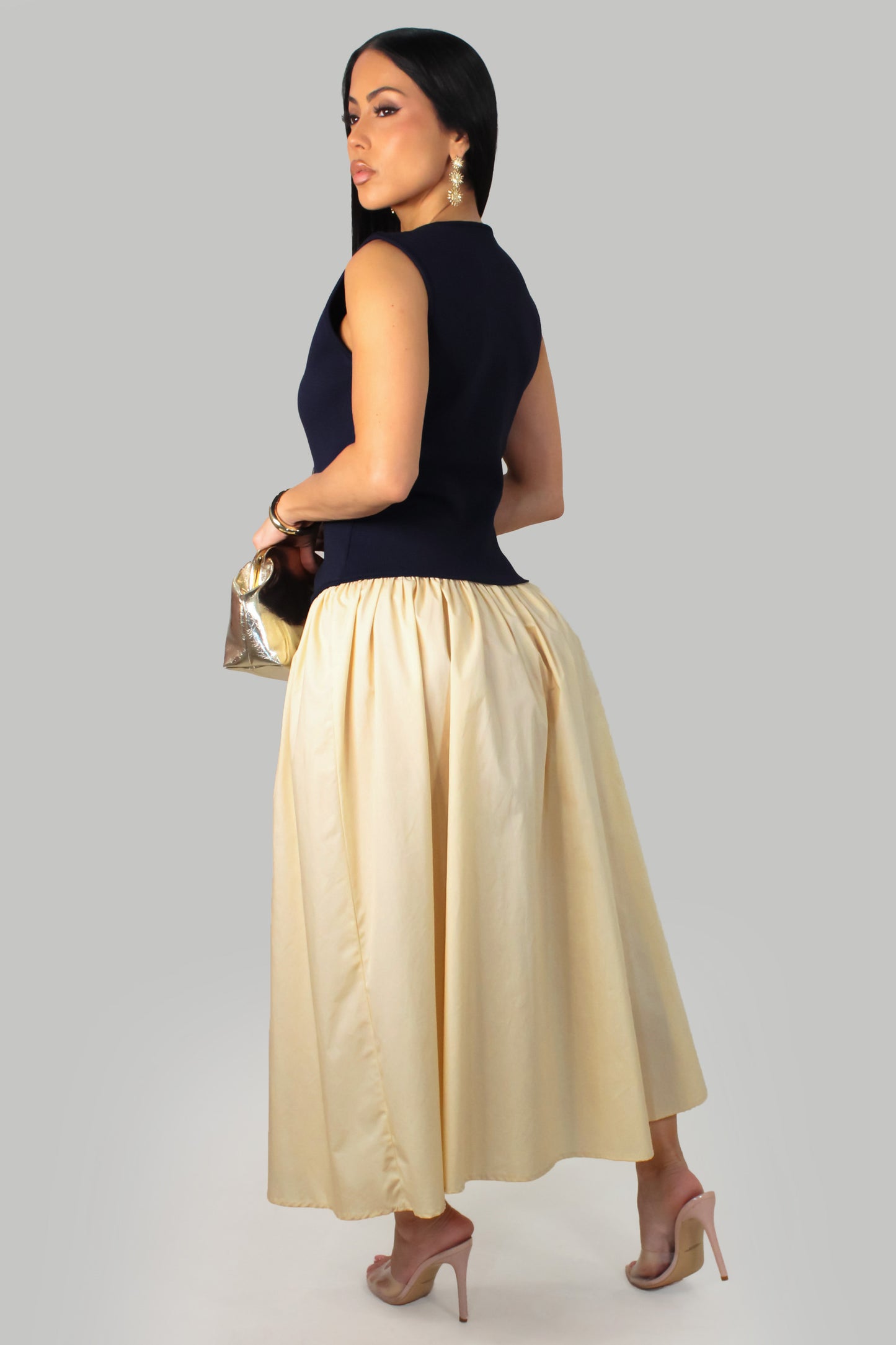 Larianna Dress - Navy-Cream