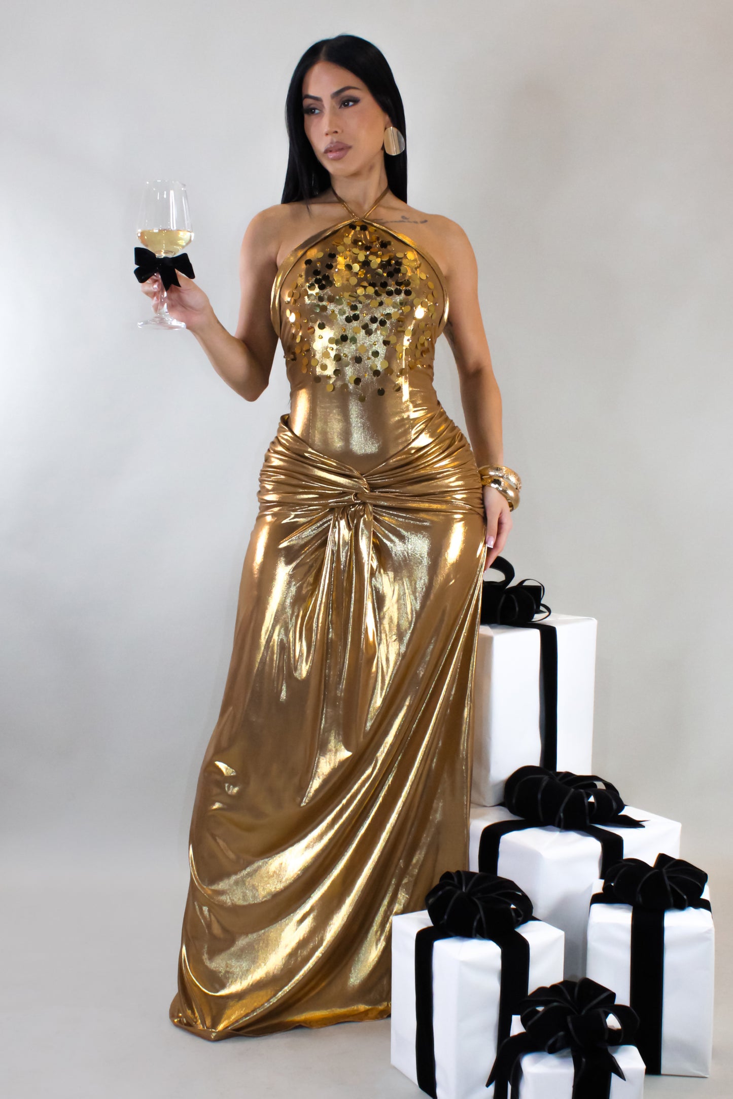 Get To Know Me Maxi Dress - Gold