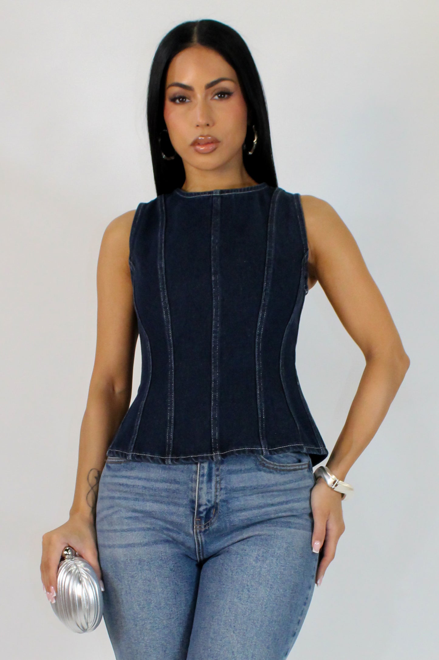 Bulla Denim Top - Denim Dark Wash