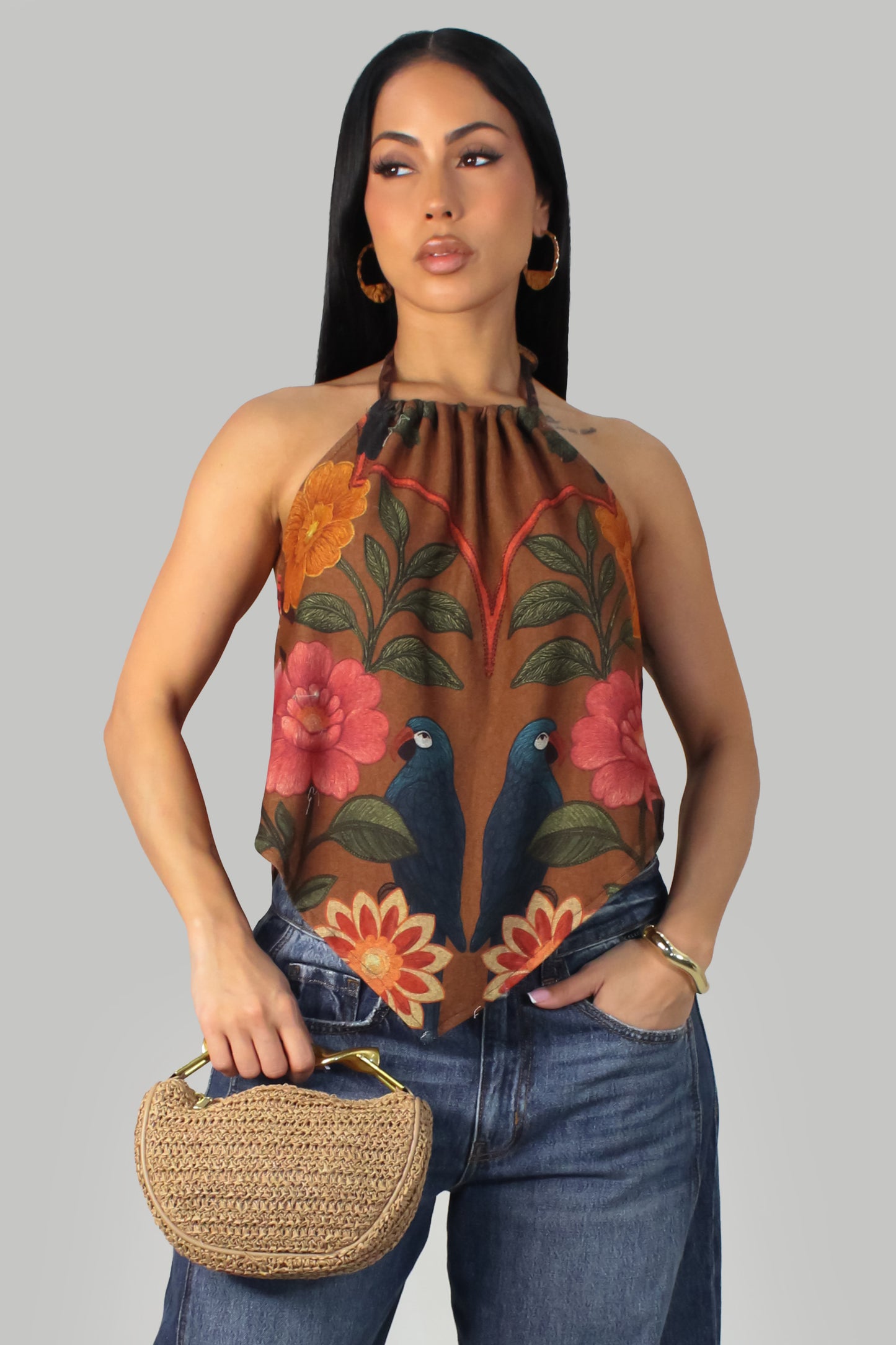 Tropic Poetry Top - Brown