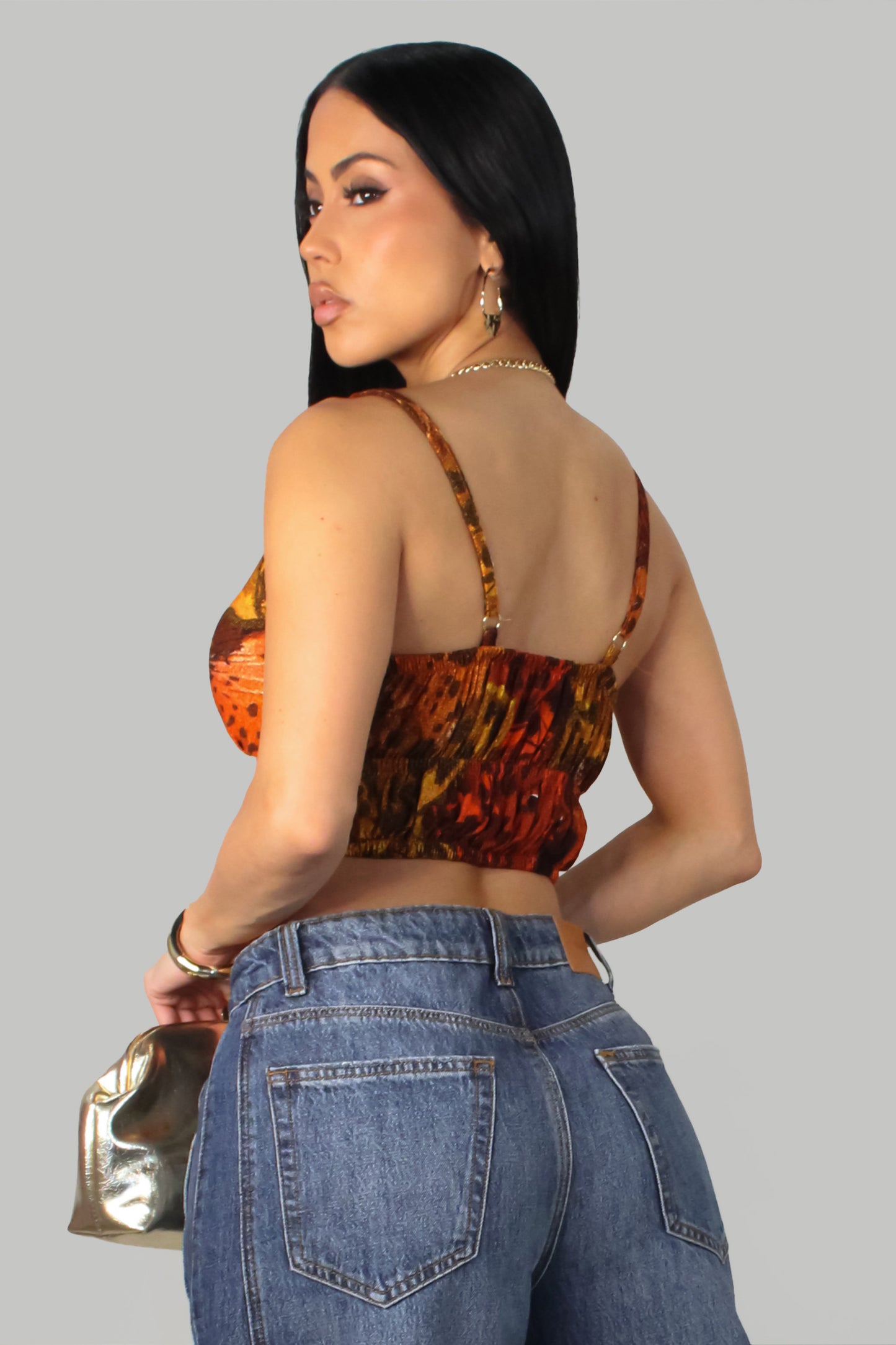 Feline Bustier Top - Rust-Multi