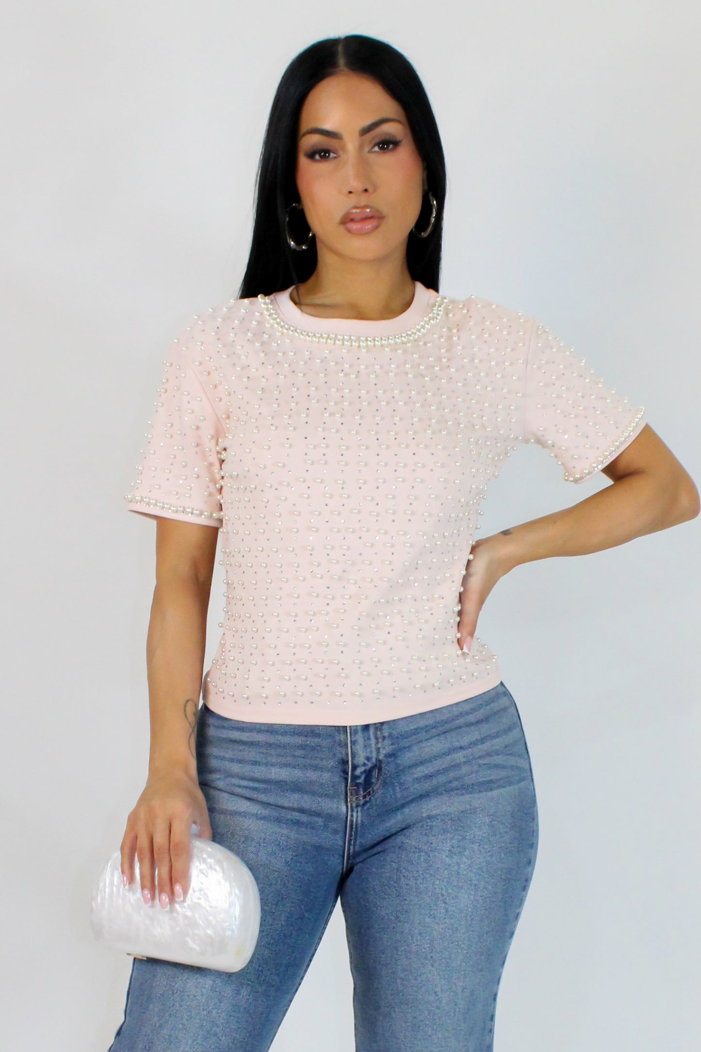 Pearls On Pearls Top - Pink