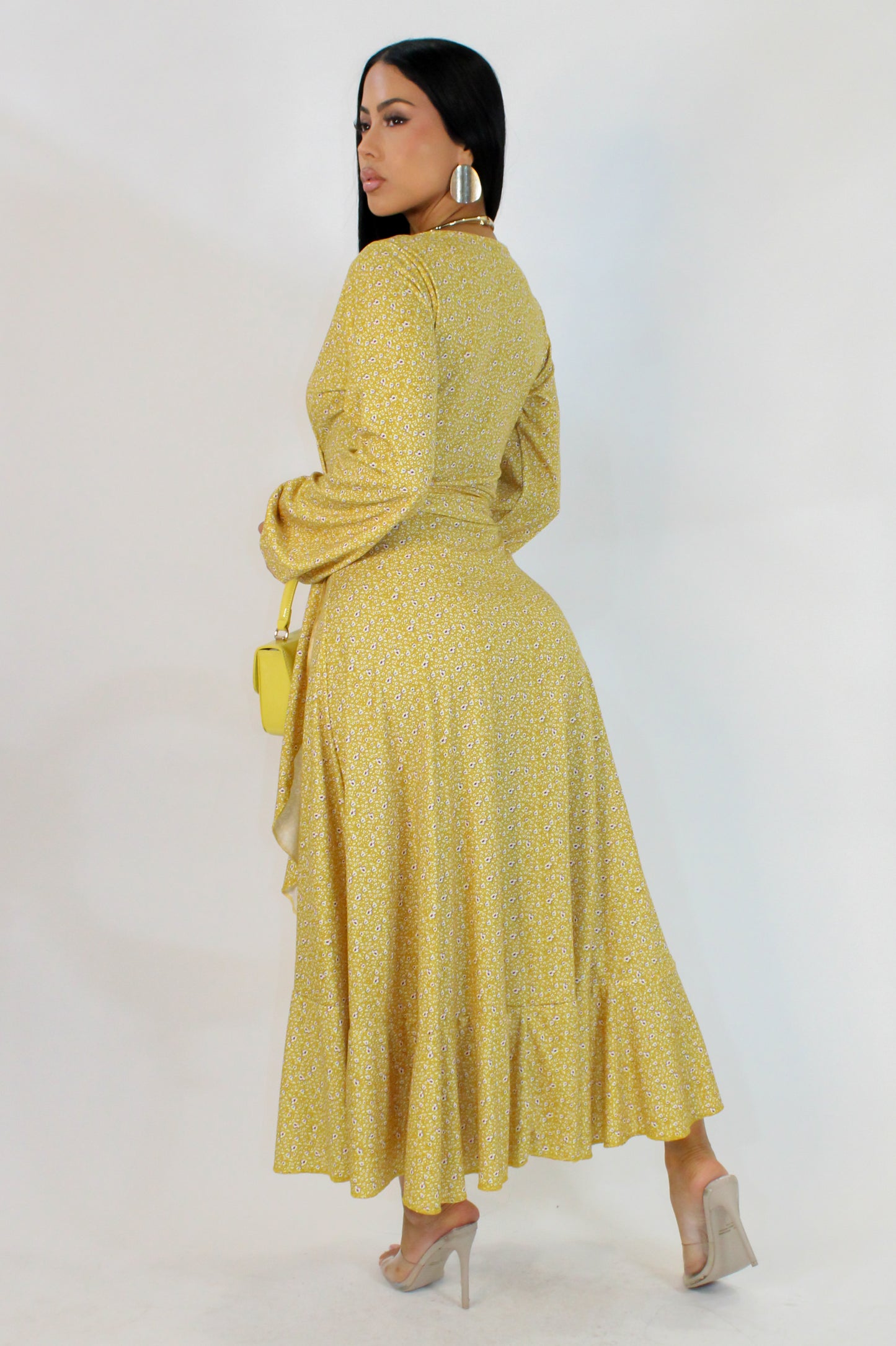 Daisy Maxi Dress - Yellow-Print