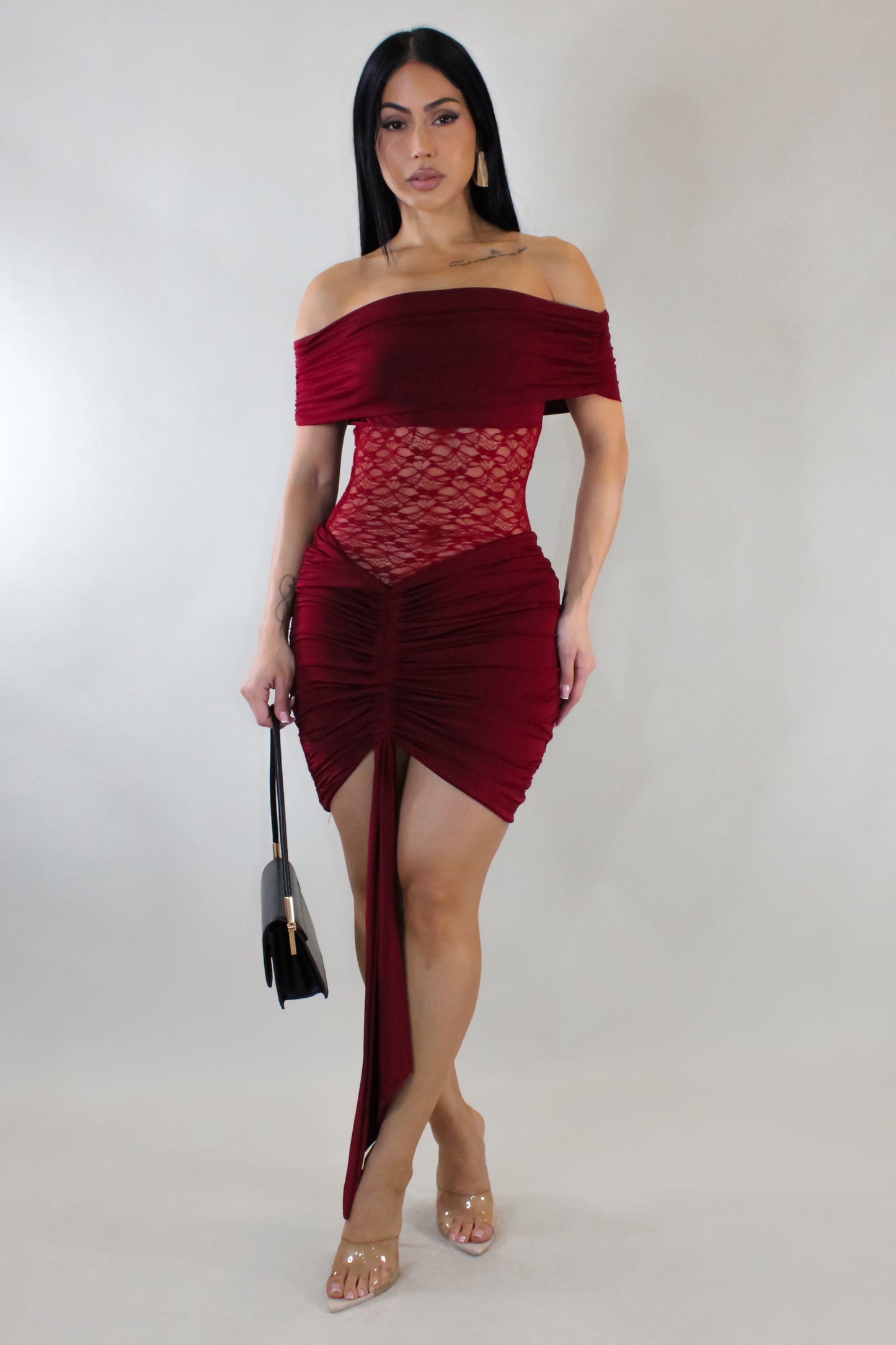 Laced Up Mini Dress - Red