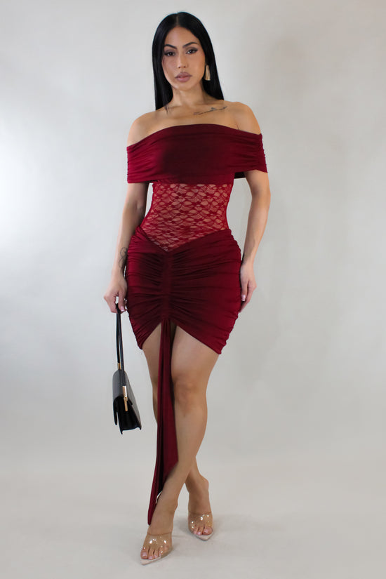 Laced Up Mini Dress - Red