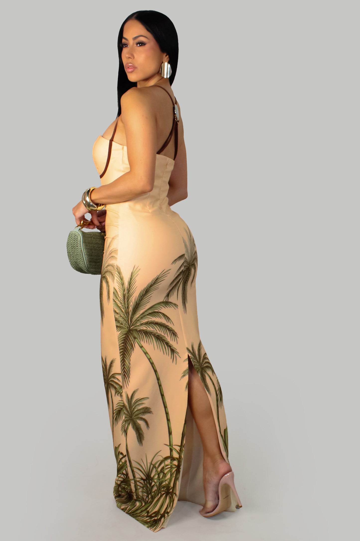 Havana's Palms Dress - Cream-Multi