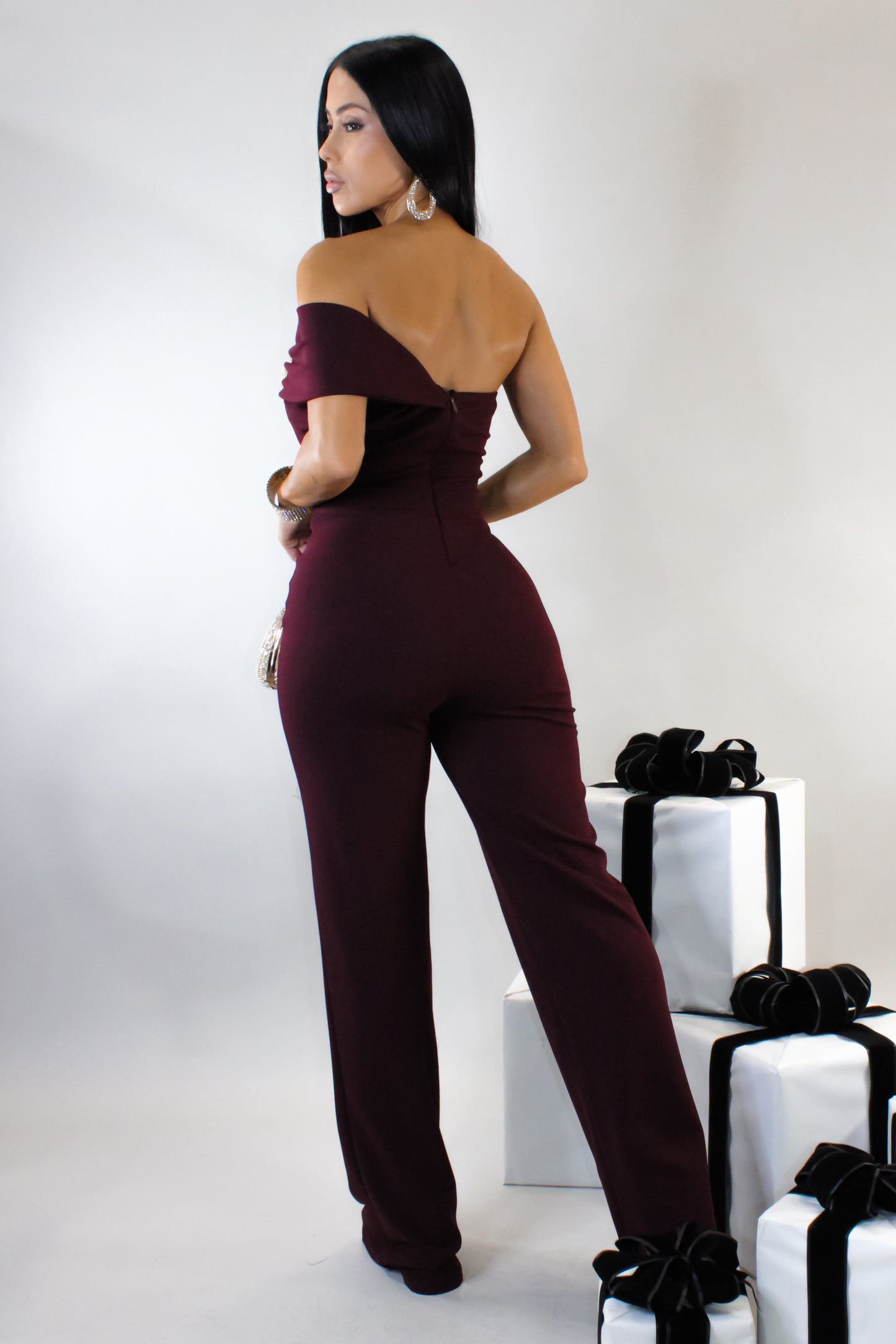 Boujee Dinners Jumpsuit - Burgundy