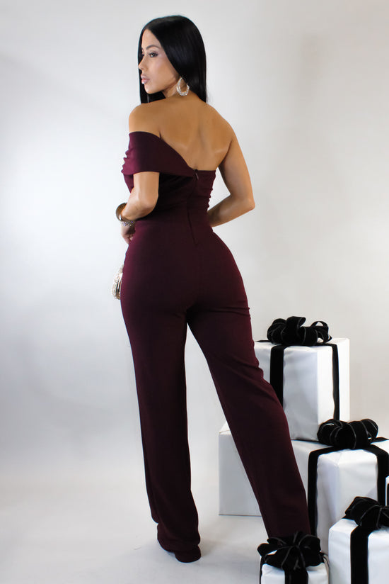 Boujee Dinners Jumpsuit - Burgundy