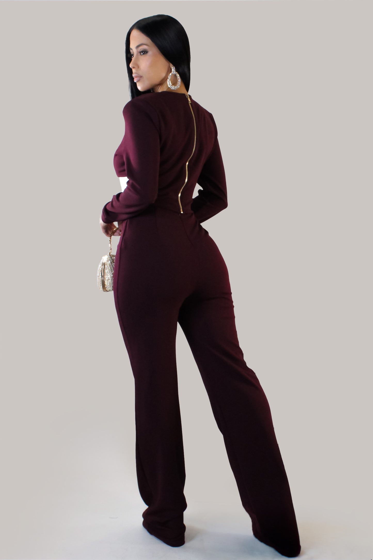 Dinner In Rome Pant Set - Burgundy
