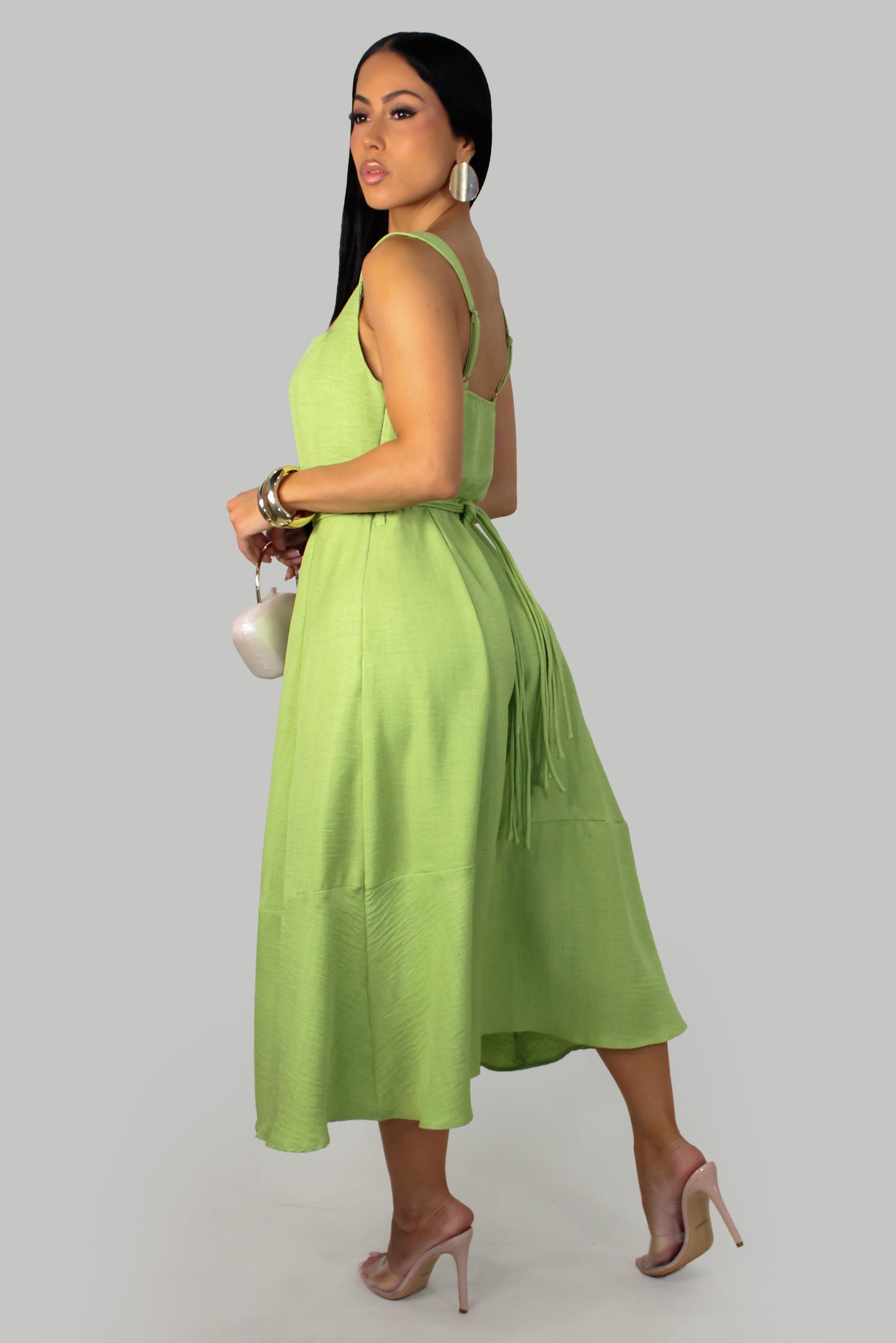 Like Linen Like Shell Dress - Lime