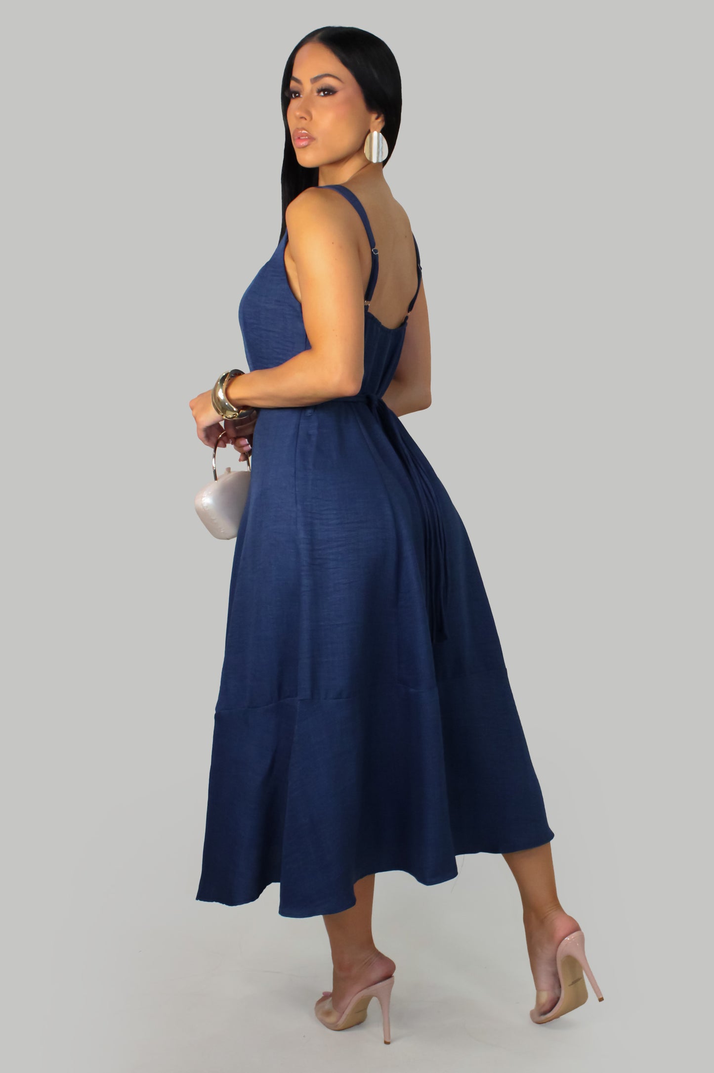 Like Linen Like Shell Dress - Navy