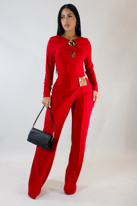 Cheers To Us Pant Set - Red