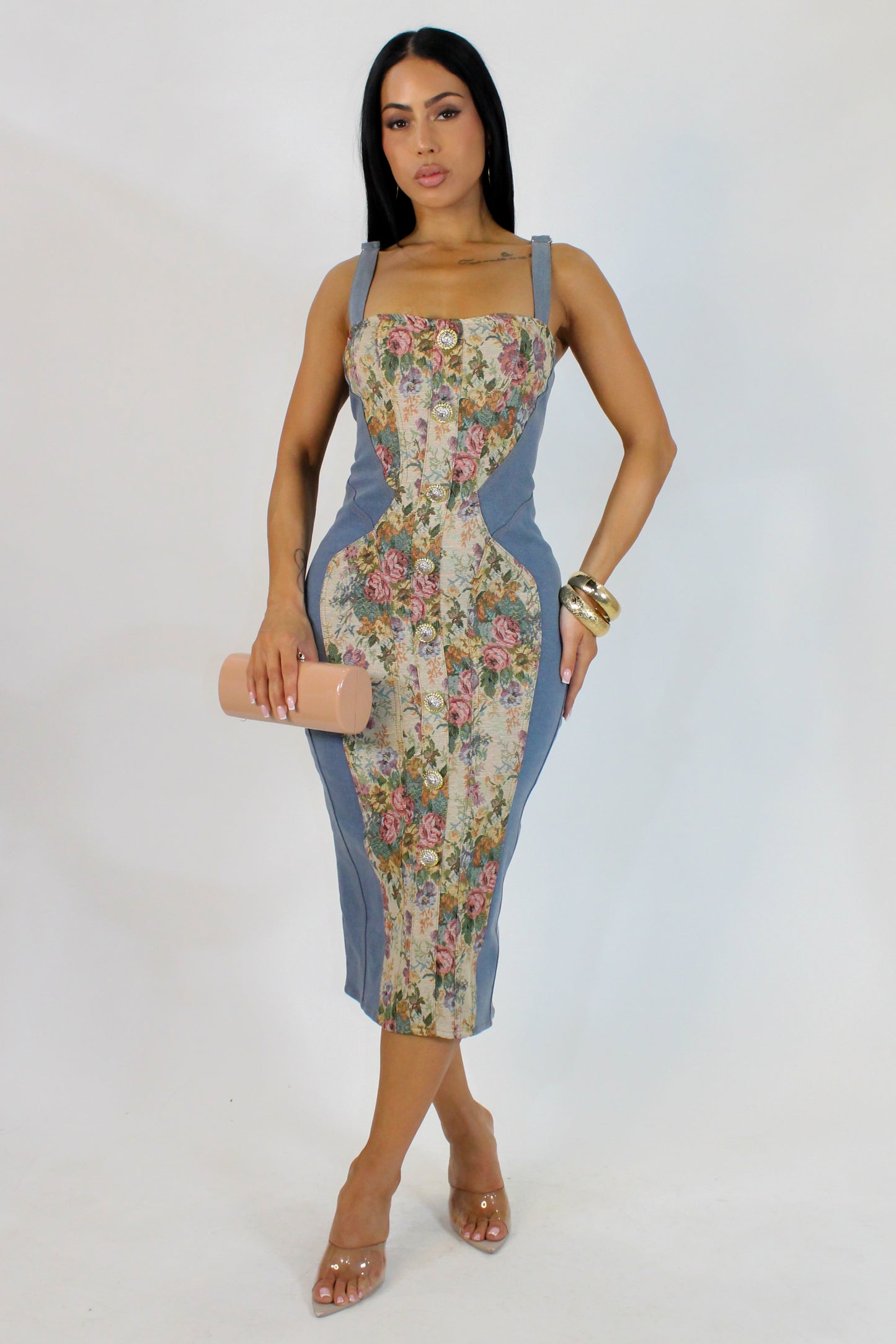 The Lovers Midi Dress- Denim