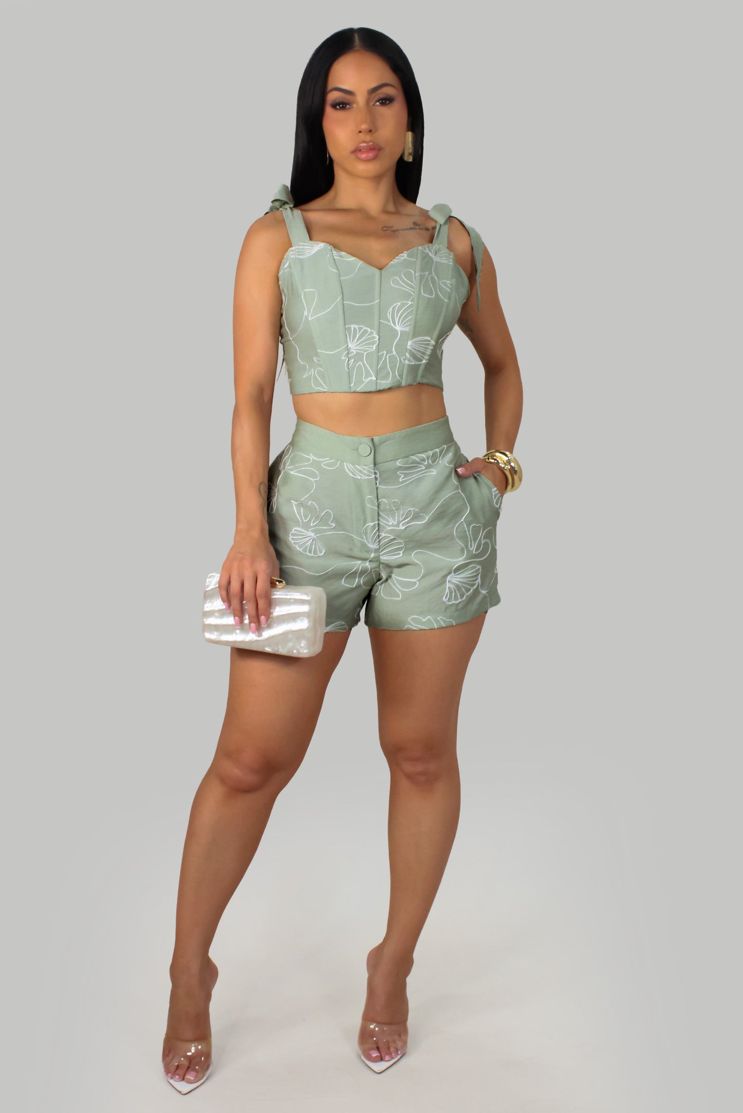 Chic Atelier Short Set - Sage