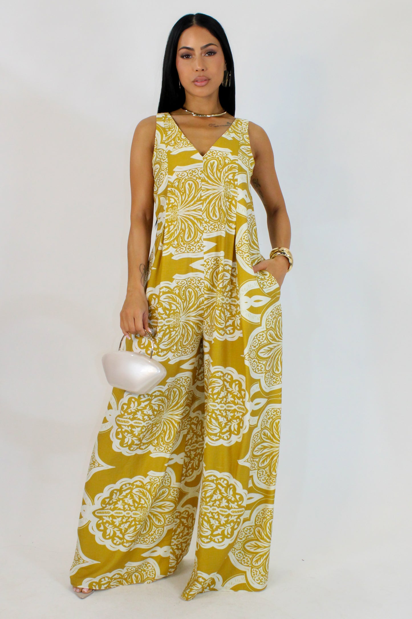 Invited To Cabo Jumpsuit - Yellow