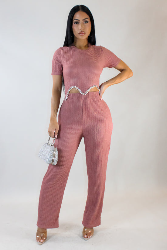 High Demand Pant Set - Mauve