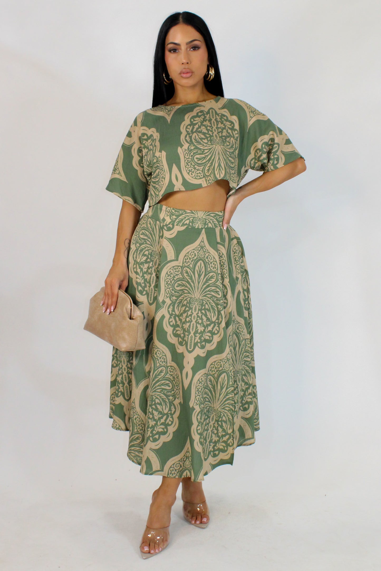 Cabana Afternoon Skirt Set - Olive