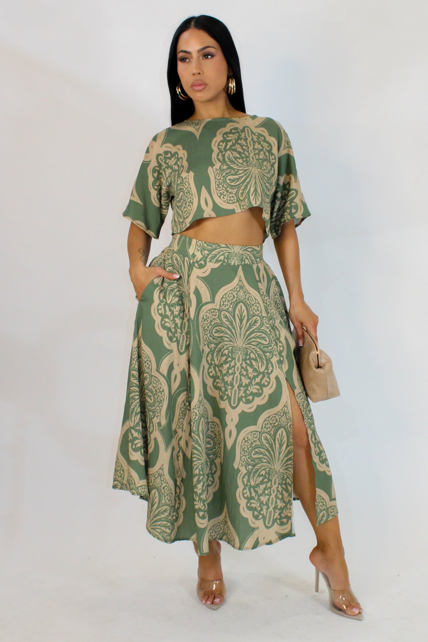 Cabana Afternoon Skirt Set - Olive