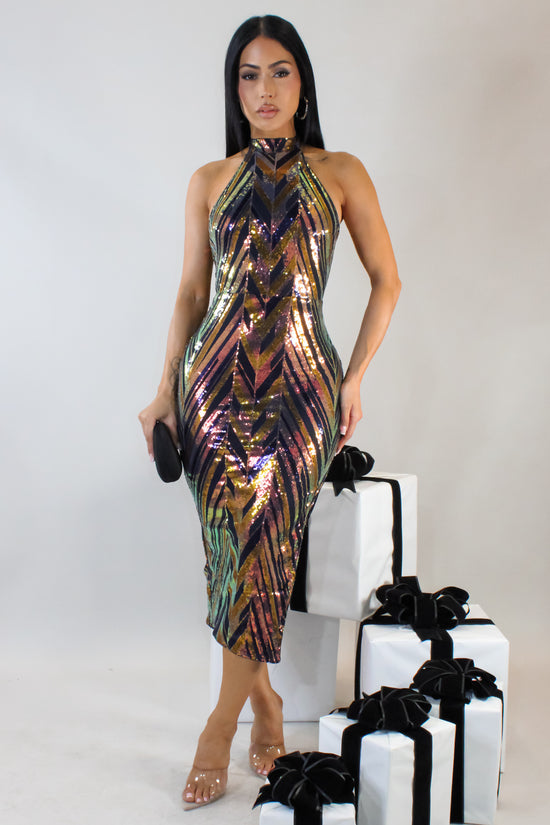 Worth It Midi Dress - Orange Multi