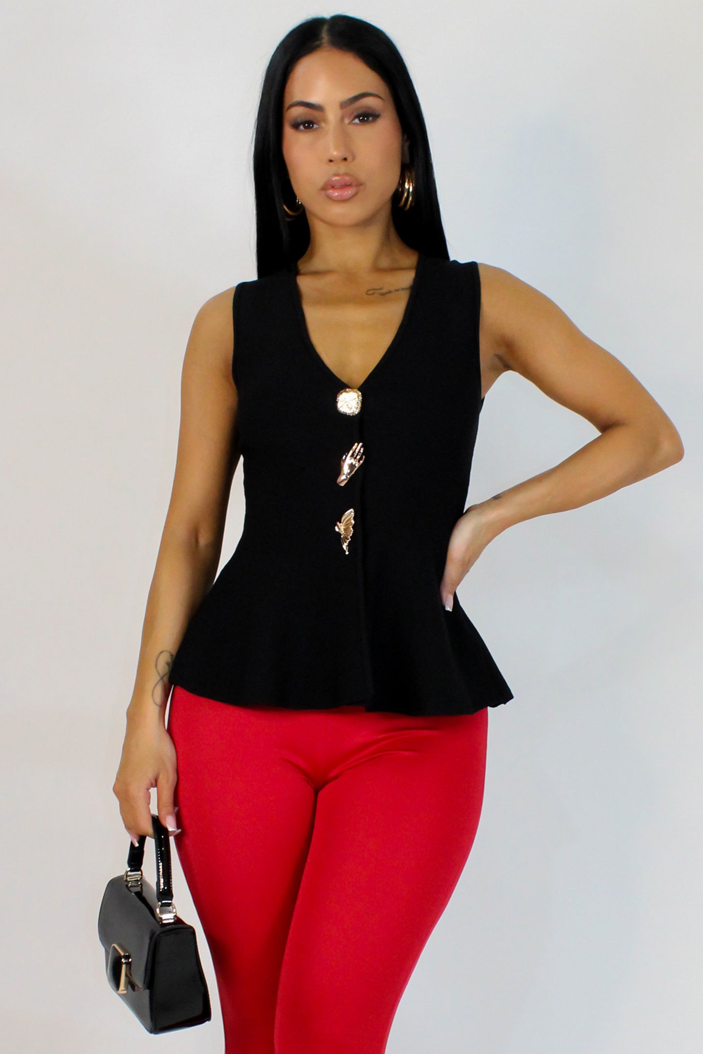 Mia Vest Top - Black