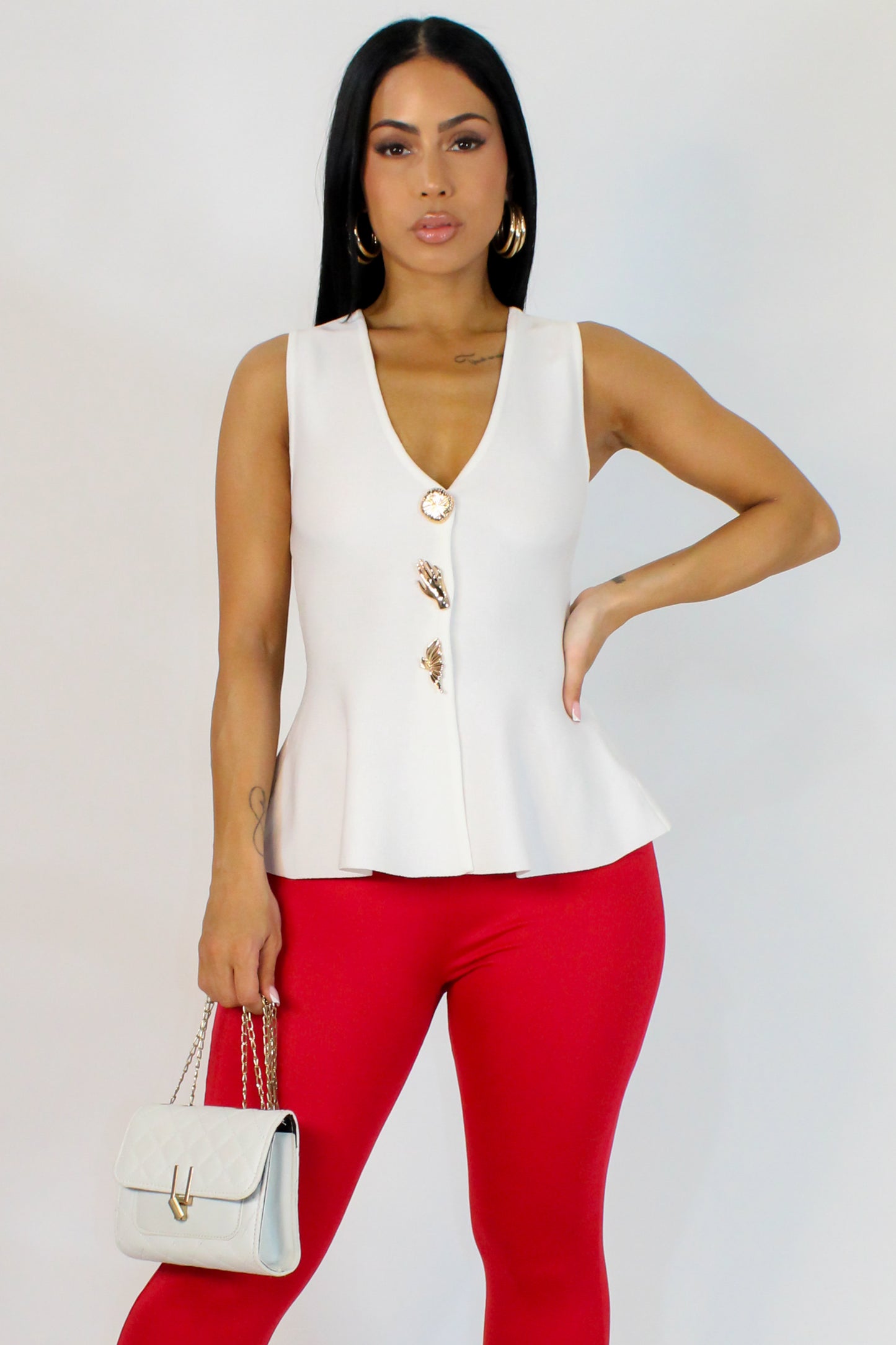 Mia Vest Top - White