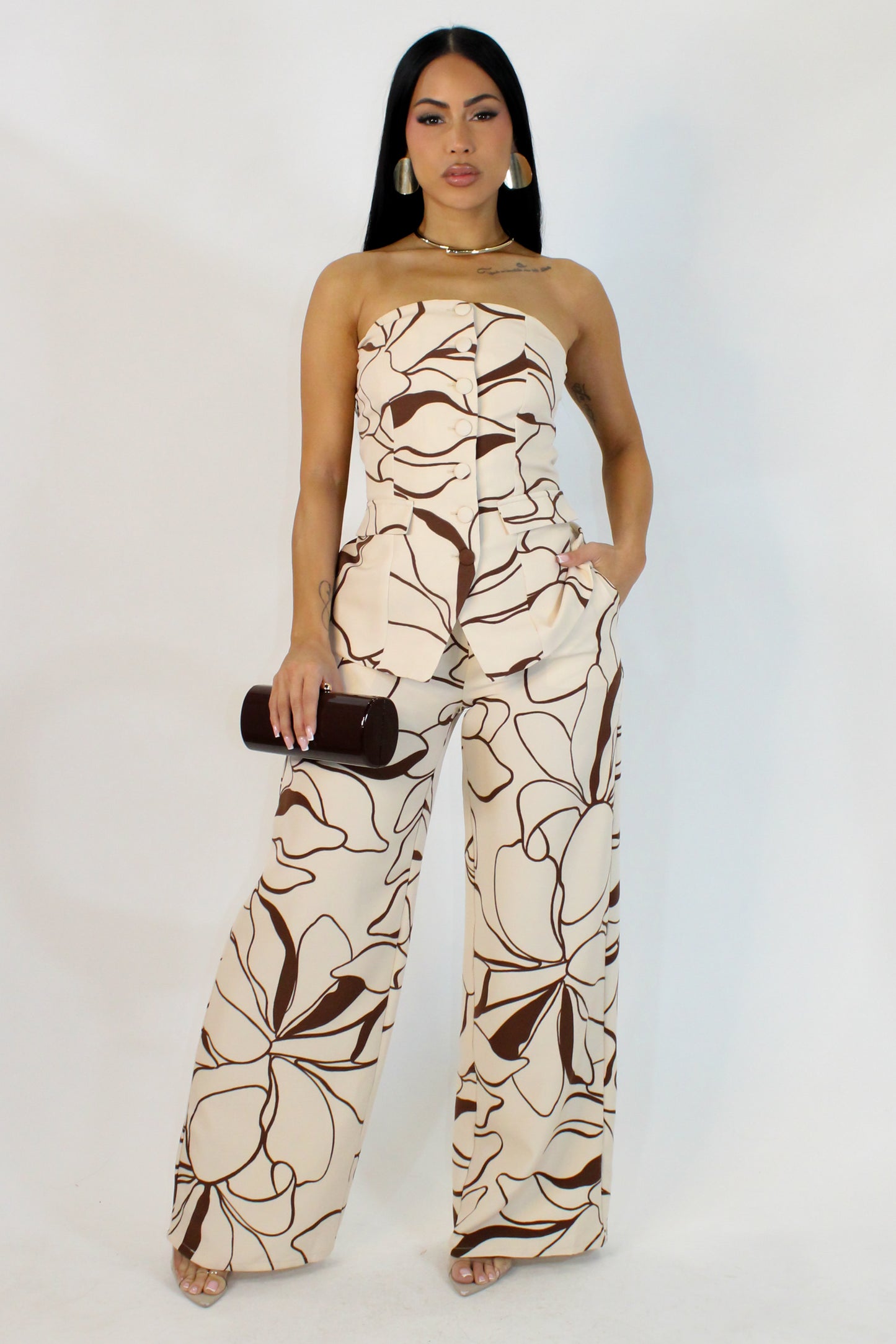 Invite Me Pant Set - Beige